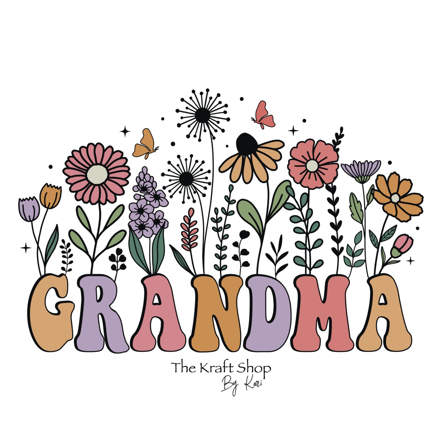 UV DTF Sticker print. Grandma garden flowers retro decal, tumbler decal, permanent sticker. #4367