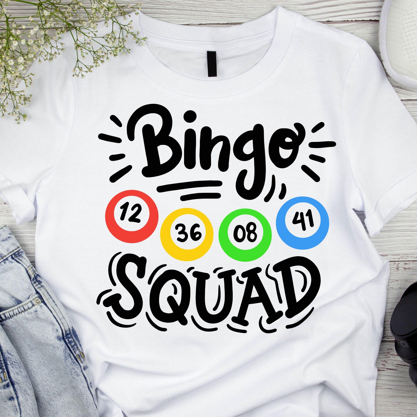 DTF ready to press transfer. Bingo Squad bingo lover , Direct to film heat press transfer. DTF Print #11241