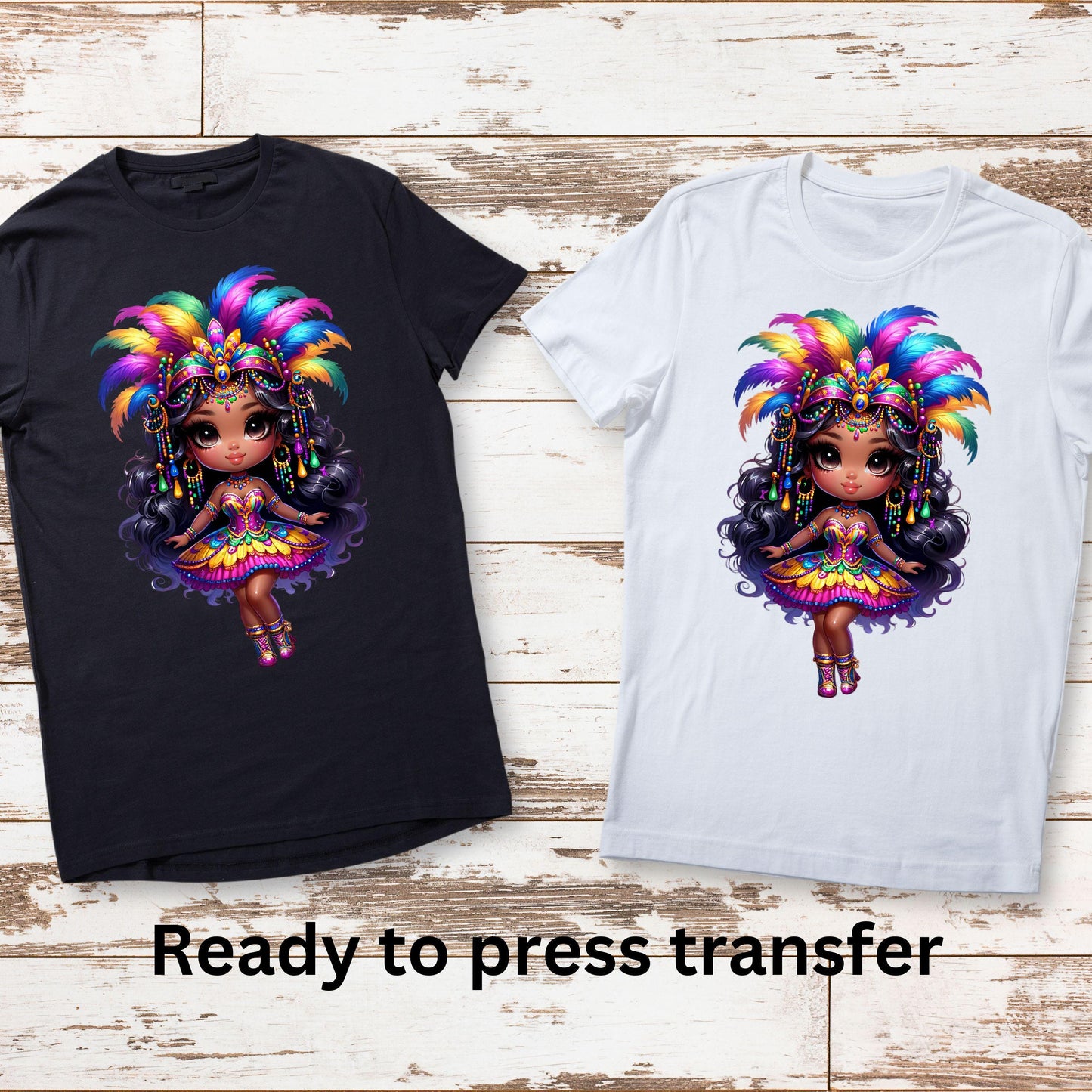 DTF ready to press transfer. Marti Gras black girl magic melanin poppin , Direct to film heat press transfer. DTF Print #11242