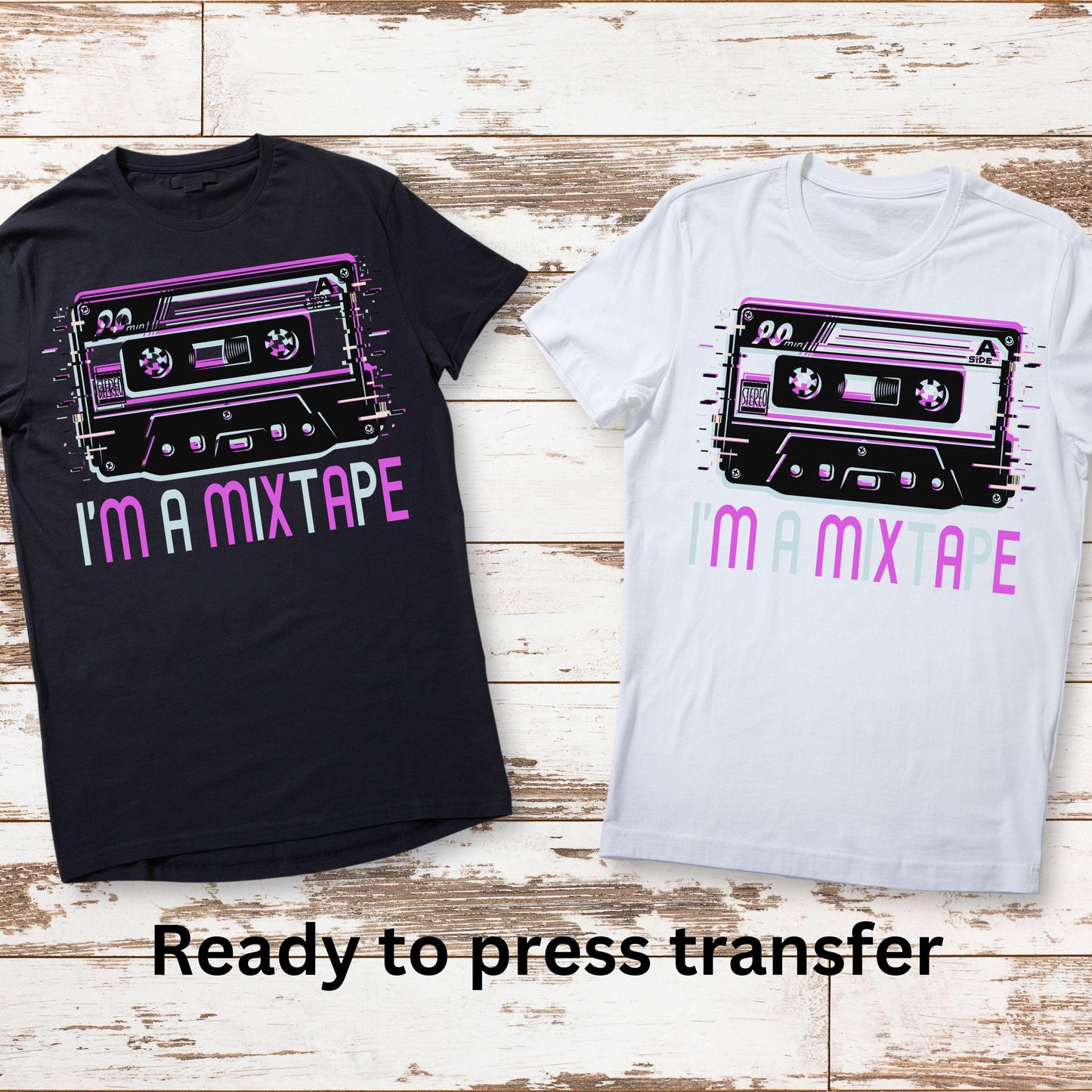 DTF ready to press transfer. I am a mixed tape bisexual, Direct to film heat press transfer #11248