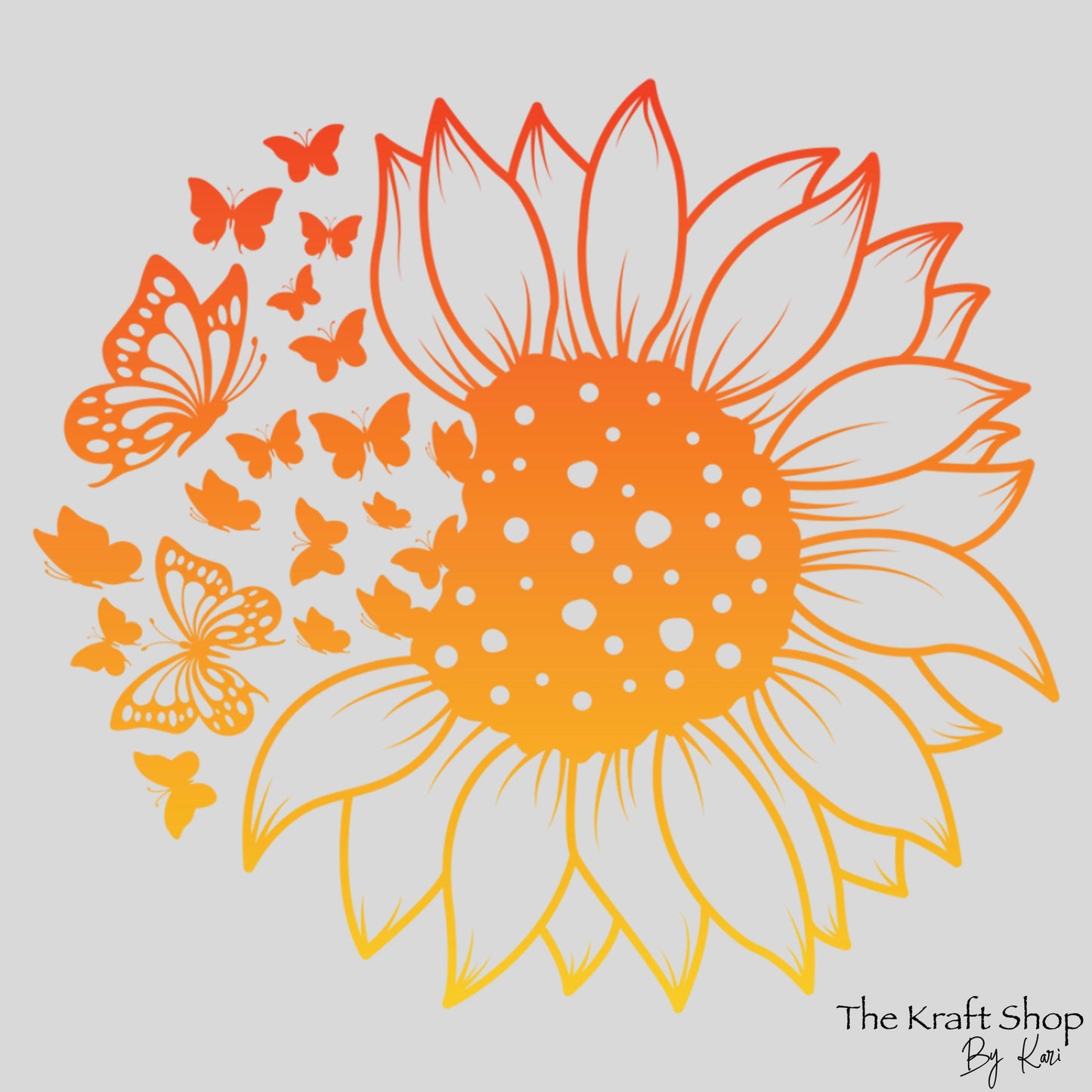 UV DTF Sticker print. Ombre butterfly sunflower orange and yellow decal, tumbler decal, permanent sticker. #4373