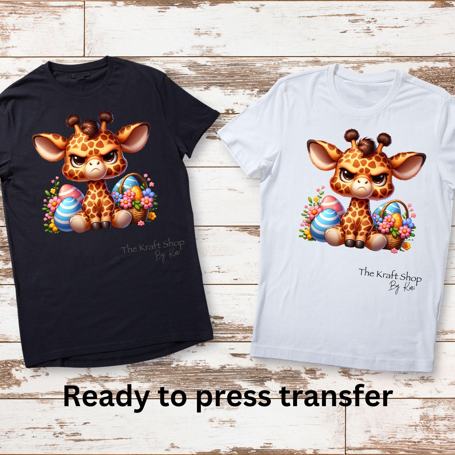 DTF ready to press transfer. Sassy Giraffe Easter Egg Direct to film heat press transfer. #11303