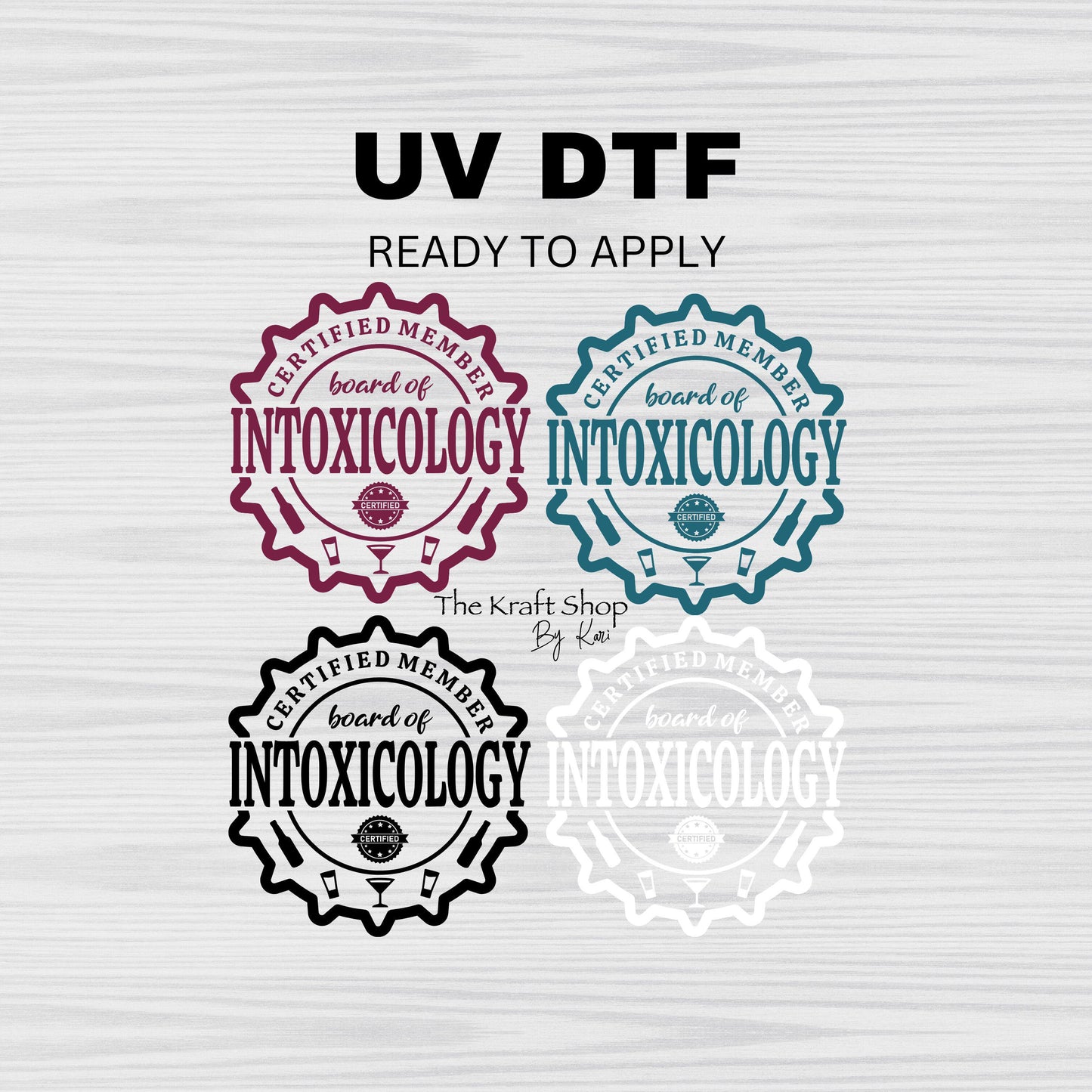 UV DTF Sticker print. Intoxicology certified member The Bartender decal, tumbler decal. UV wrap for glass can tumbler.#4345