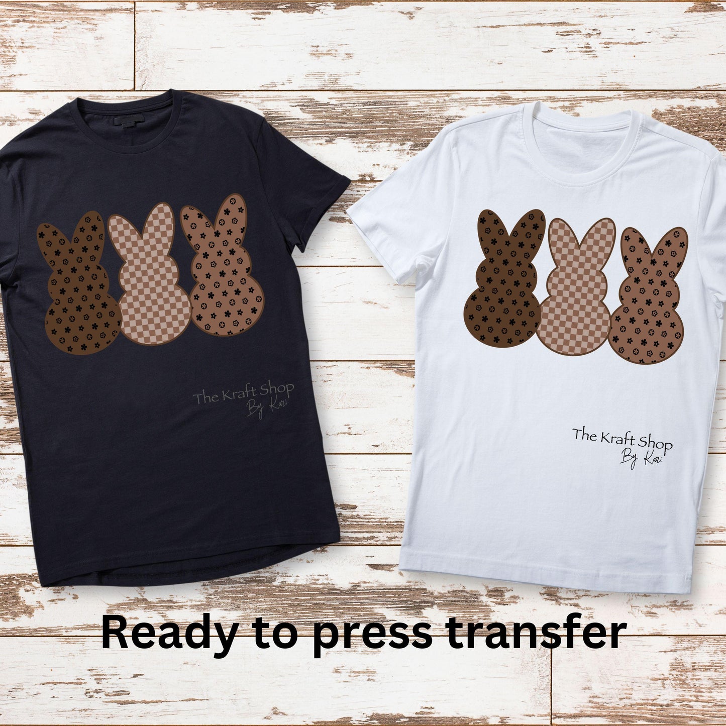 DTF ready to press transfer. Designer Easter bunny shirt transfer, Direct to film heat press transfer. #11325