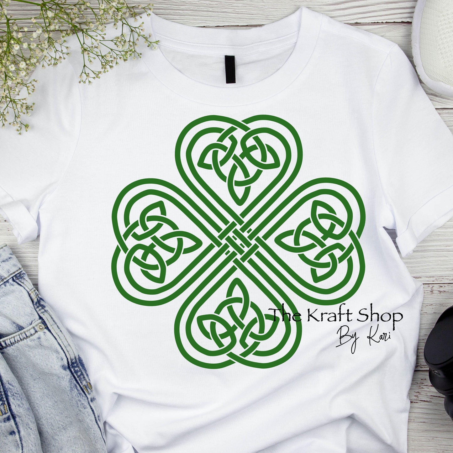 DTF ready to press transfer. Celtic shamrock four leaf clover Luck of the Irish . Direct to film heat press transfer. DTF Print, #11281