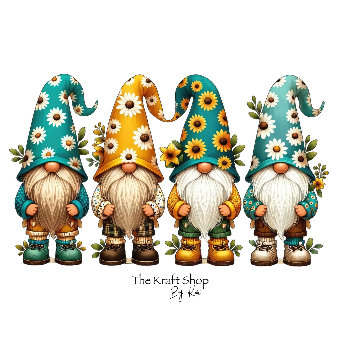 UV DTF Sticker print. Daisy gnomes decal, tumbler decal, permanent sticker. UV wrap for glass can tumbler. #10133