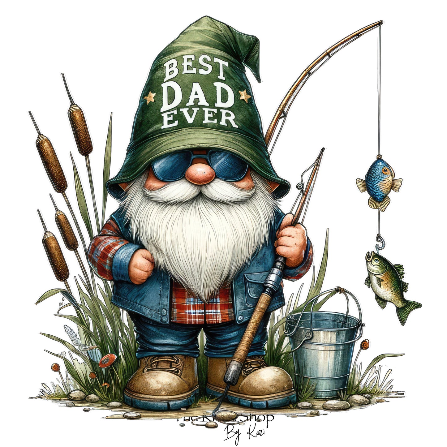 UV DTF Sticker print. Best Dad Ever Gnome fishing gnome decal, tumbler decal, permanent sticker. #4360