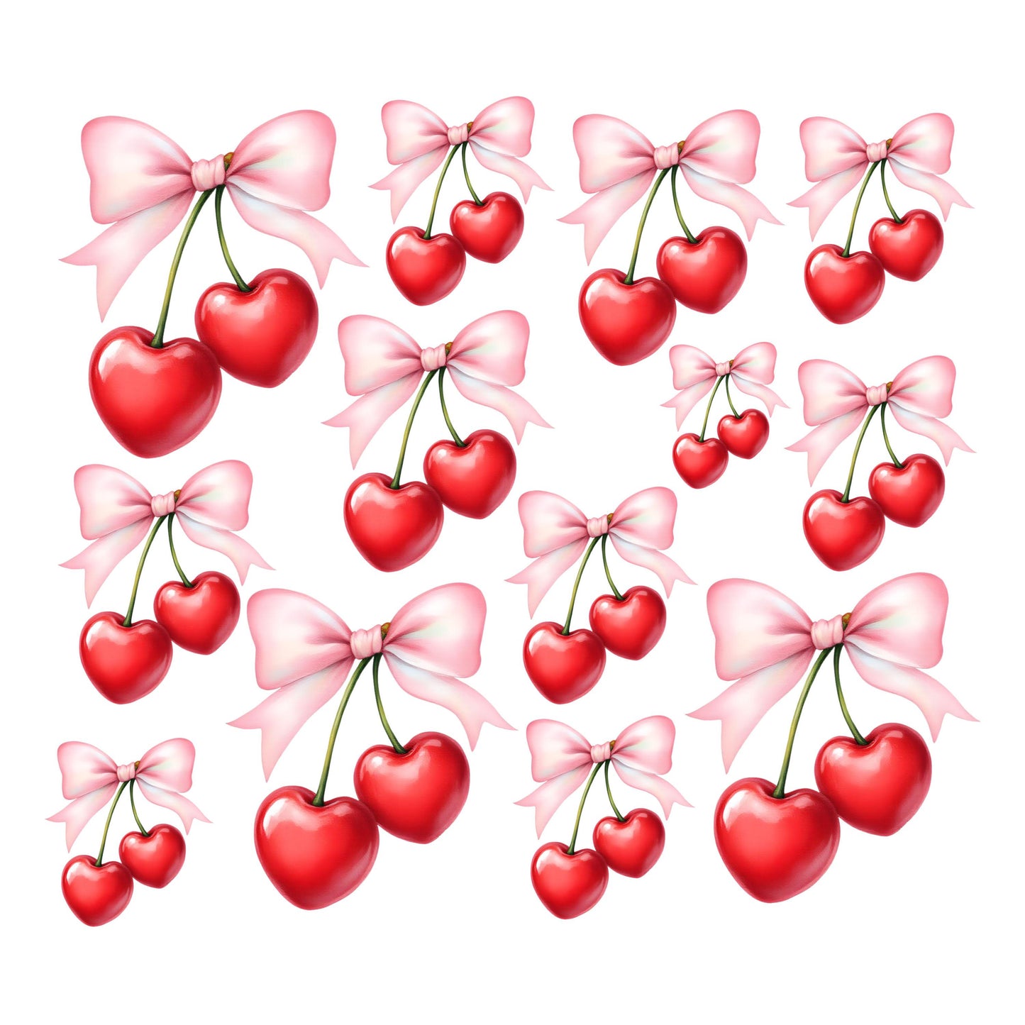 UV DTF Sticker print Cherry bows Element sheet 9x8 decal, tumbler decal, permanent sticker. #10162