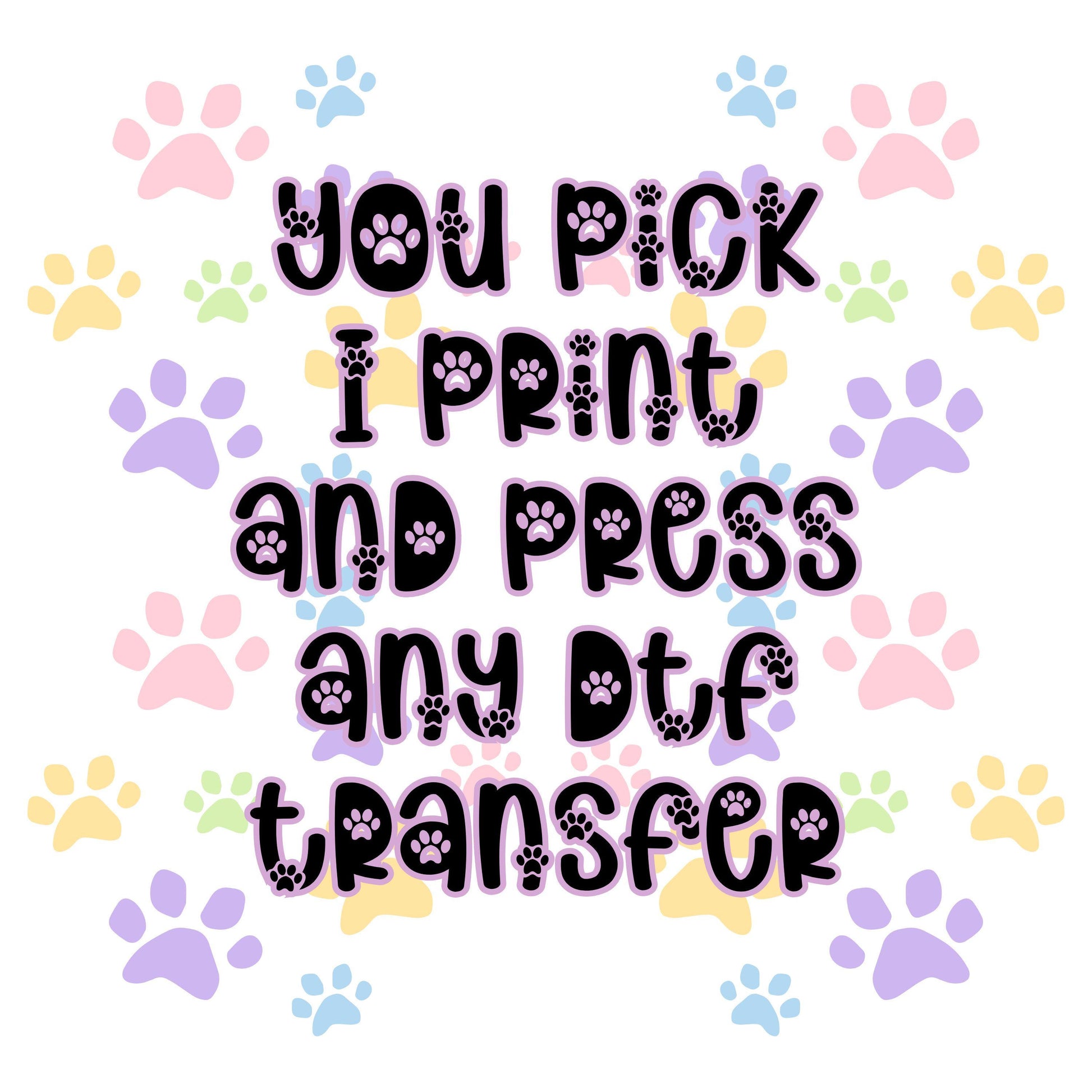 You pick, I print and I press any DTF transfer onto the project. DTF shirts, sweatshirt custom made.