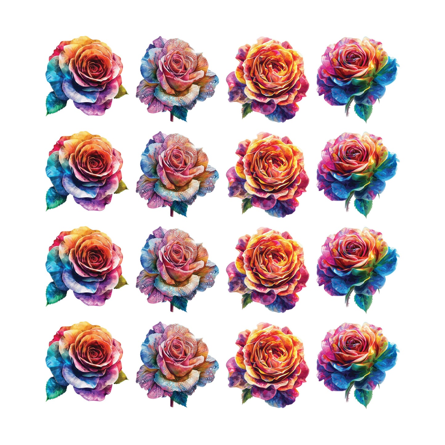 UV DTF Sticker print. Rainbow rose element bundle of decals tumbler decal. #10175
