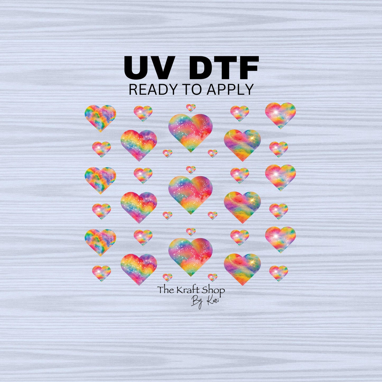 UV DTF Sticker print. Rainbow heart element bundle of decals tumbler decal. #10177