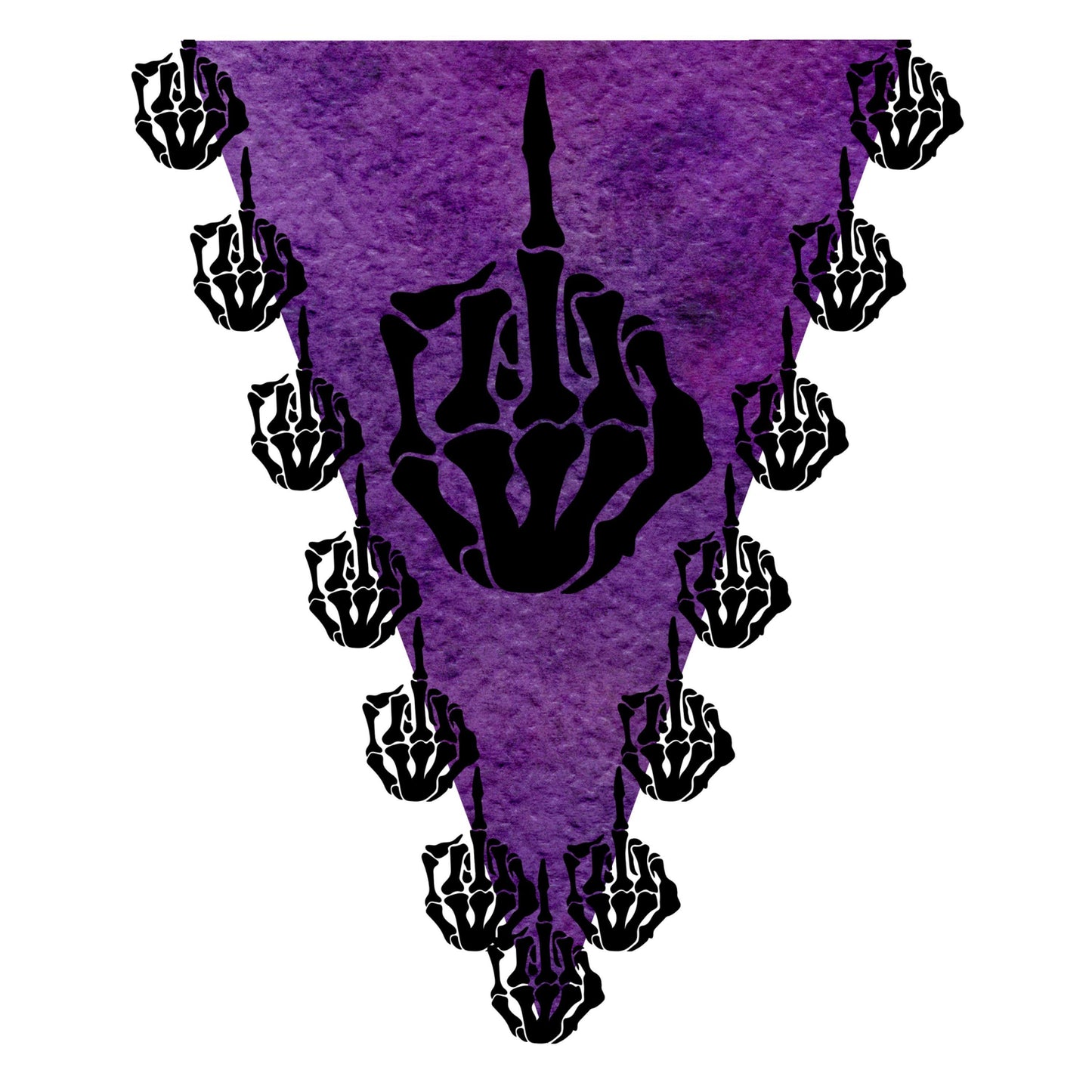 UV DTF Sticker print. Middle finger skeleton hand with a purple background V split helper decal, tumbler decal. #5260