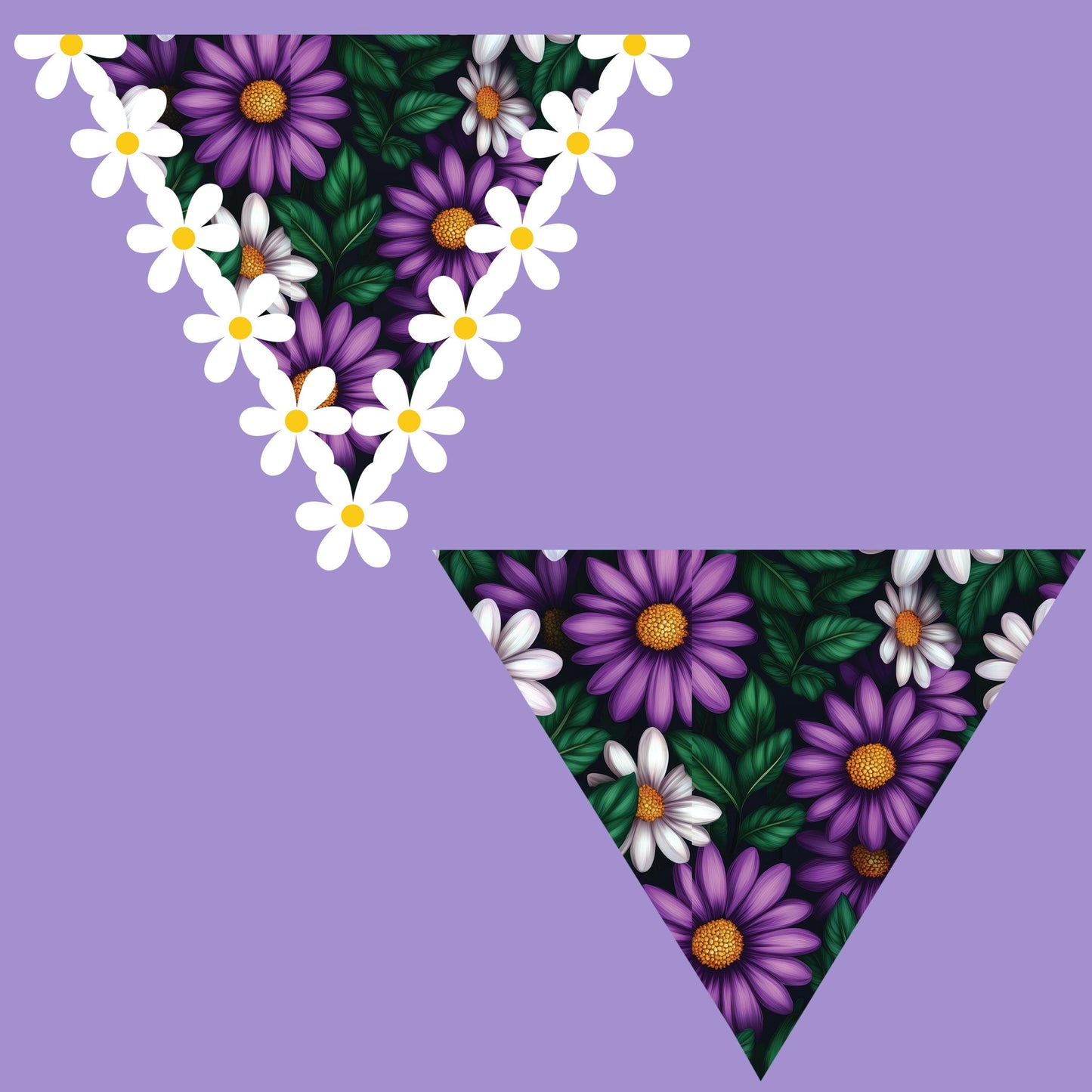UV DTF Sticker print. Purple white daisy pattern with or without border V split helper for 20 or 30 oz decal, tumbler decal. #5262