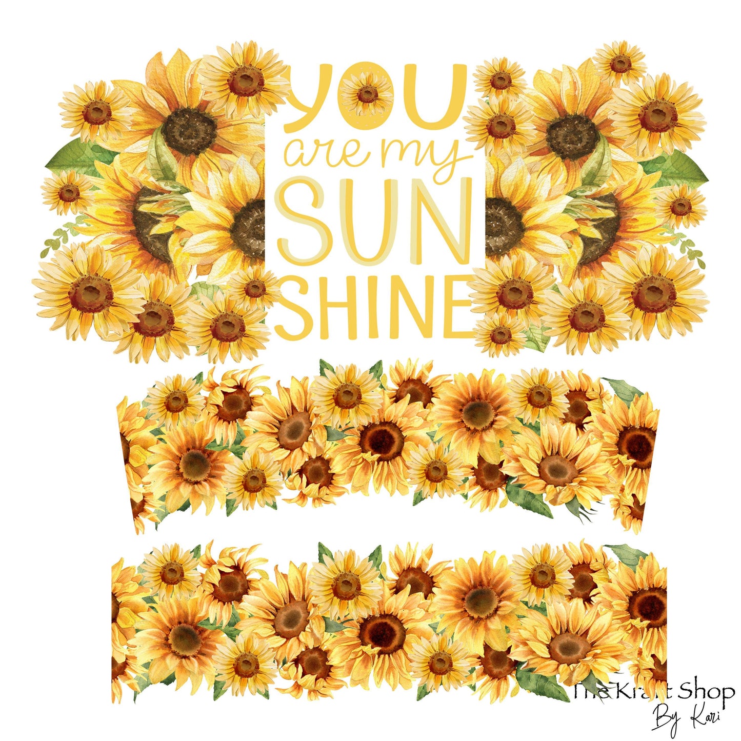 UV DTF 40 oz ready to apply You are my sunshine sunflowers wrap decal , quencher tumbler decal, UV wrap quenchers . #3086