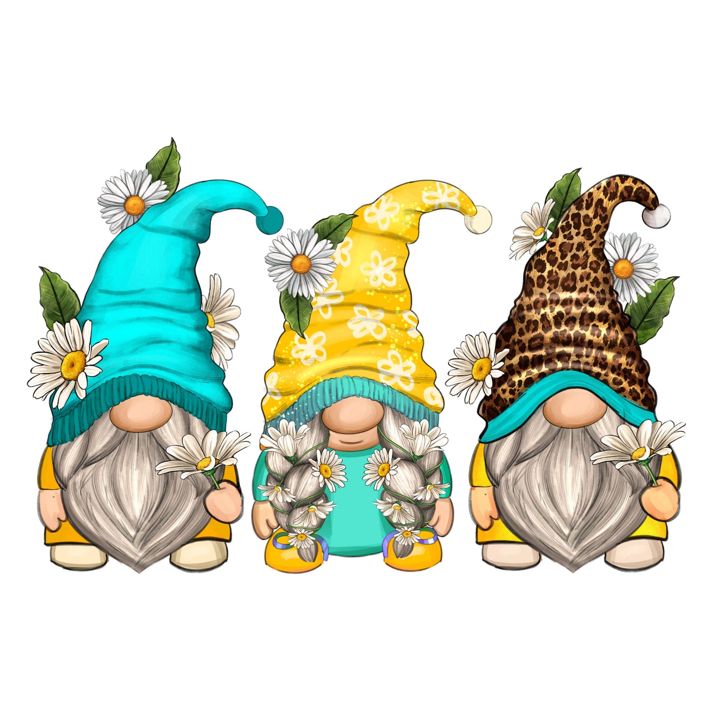 UV DTF Sticker print. Daisy Gnomes decal, tumbler decal, permanent sticker. UV wrap for glass can tumbler. #10158