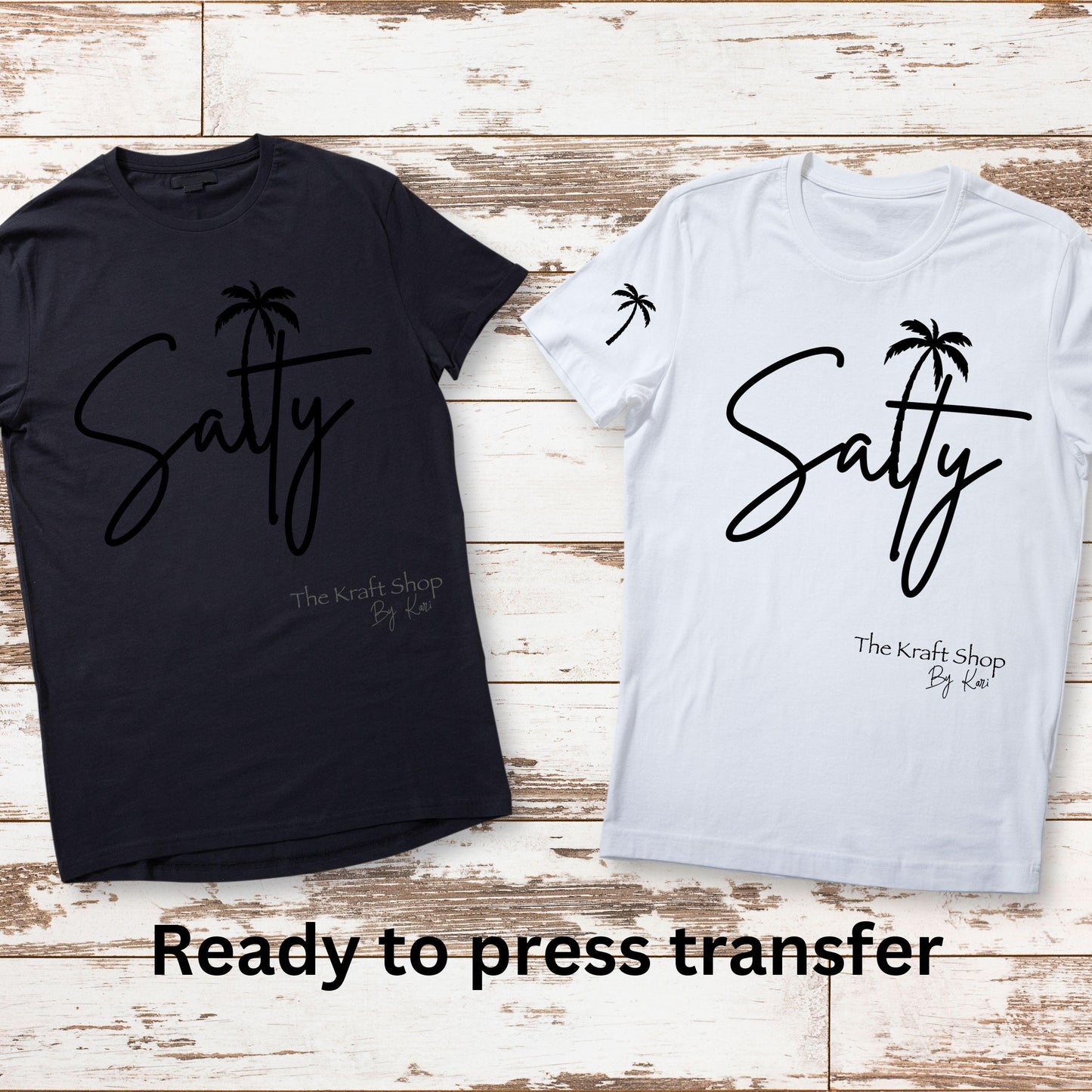 DTF ready to press transfer. Salty palm tree with sleeves images, Direct to film heat press transfer. DTF Print #11365