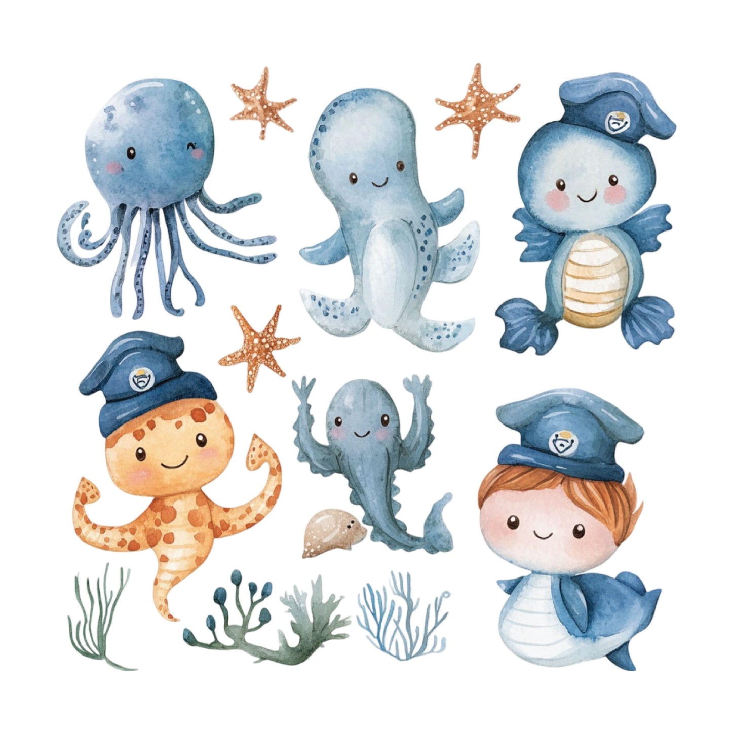 UV DTF Sticker prints. Cute nautical element sheet bundle decal, permanent sticker. UV wrap for tumbler. #10184