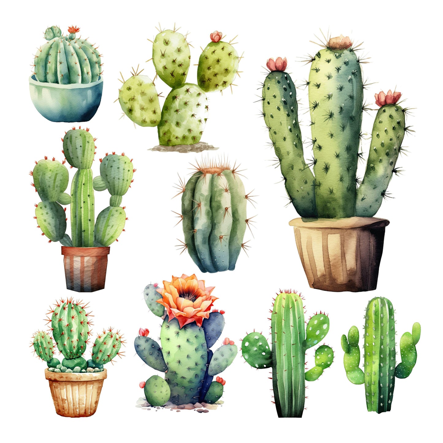 UV DTF Sticker print Cactus Element sheet 6x6 decal, tumbler decal, permanent sticker. #10167