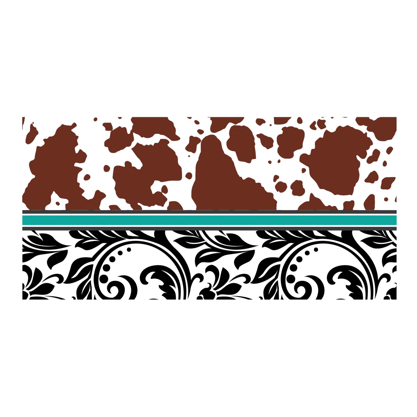 UV DTF Sticker print. Cowhide western tooled leather floral wrap w/ teal accent decal, tumbler decal,UV wrap for glass can tumbler#5265