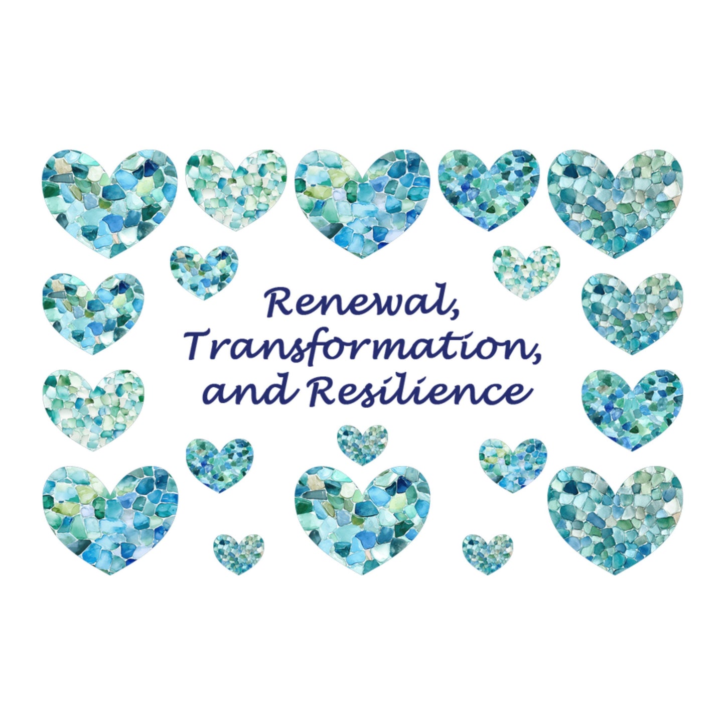 UV DTF Sticker print. Sea glass hearts renewal transformation and resilience bundle of decals, tumbler decal. #10194