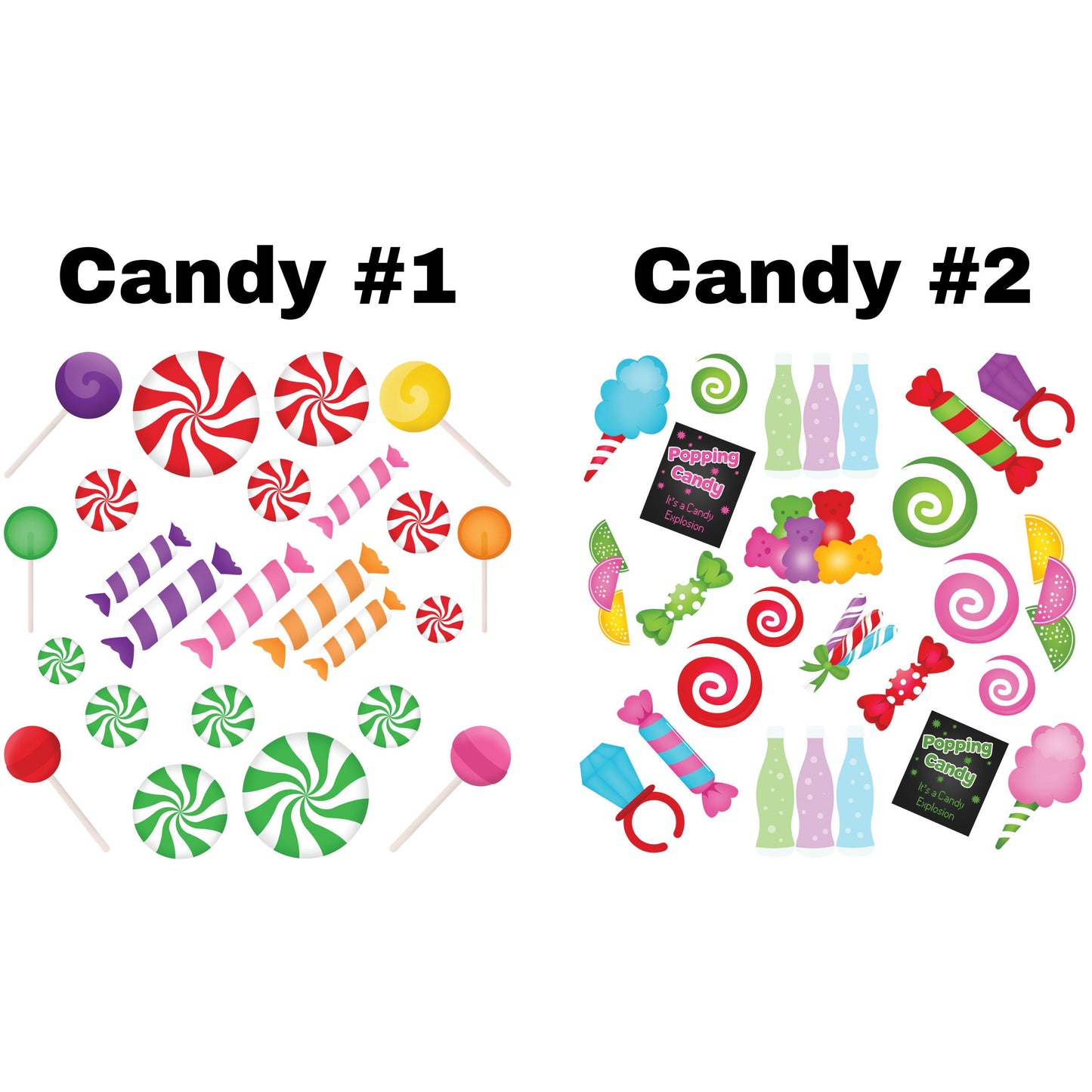 UV DTF Sticker print. Candy peppermint swirls lollipops element bundle of decals, tumbler decal. #10192