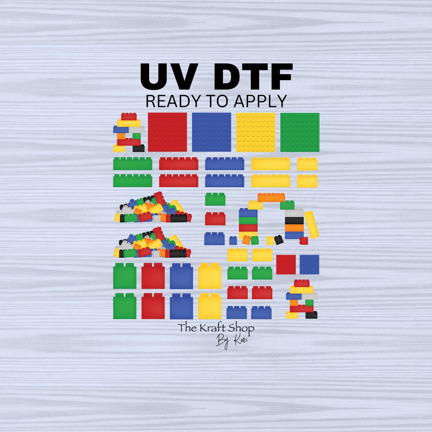 UV DTF Sticker print. Plastic building blocks element bundle of decals, tumbler decal. #10209