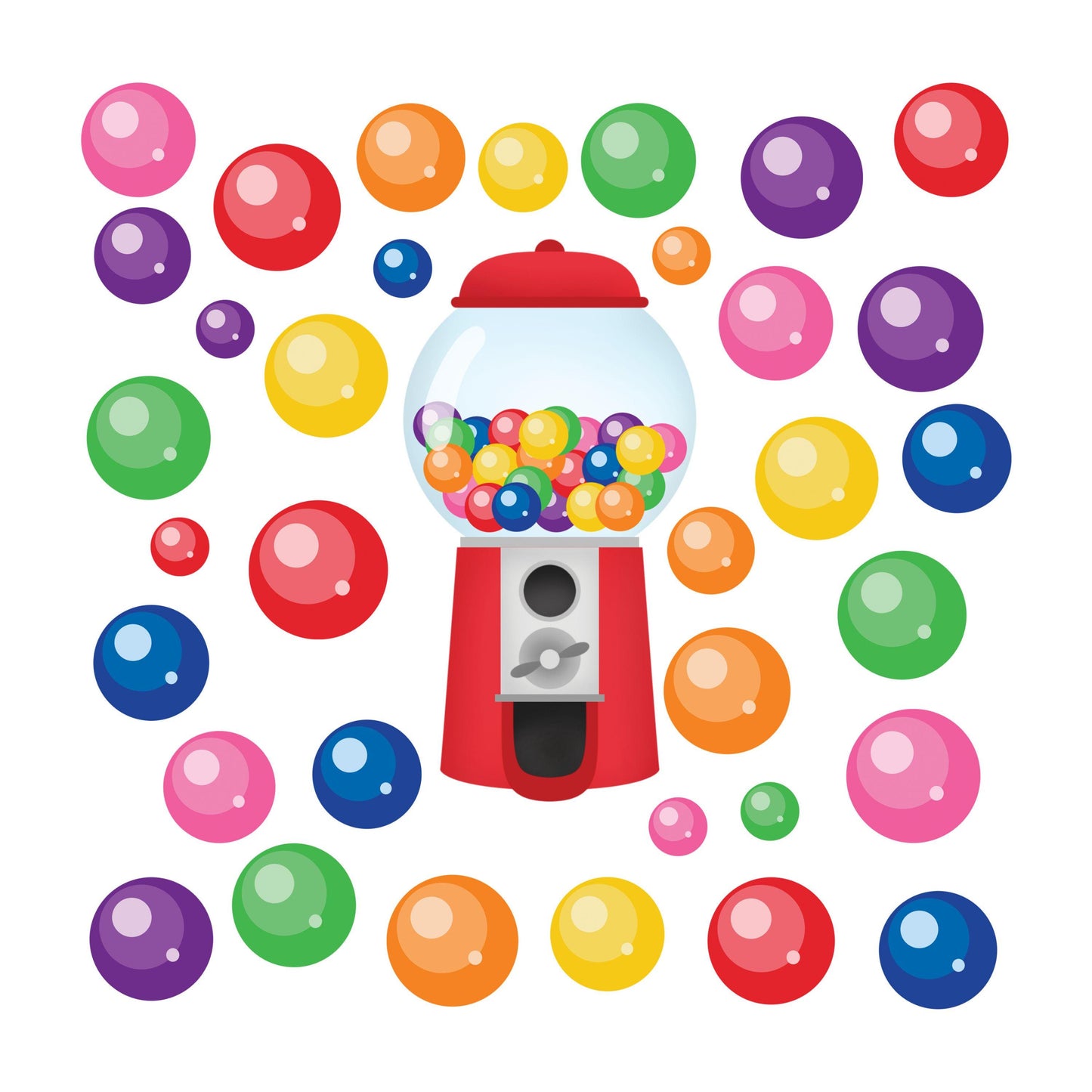 UV DTF Sticker print. Bubblegum gumball machine element bundle of decals, tumbler decal. #10212