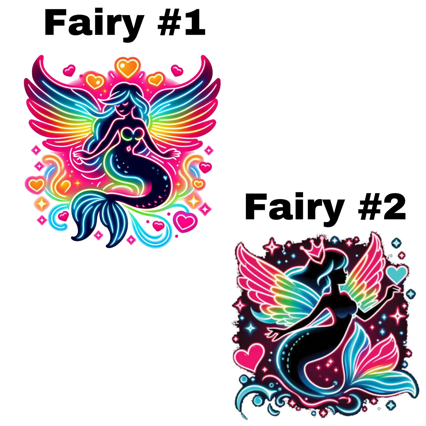 UV DTF Sticker print. Neon Mermaid under the sea decal, tumbler decal, permanent sticker. Uv wrap for glass can tumbler. #10213