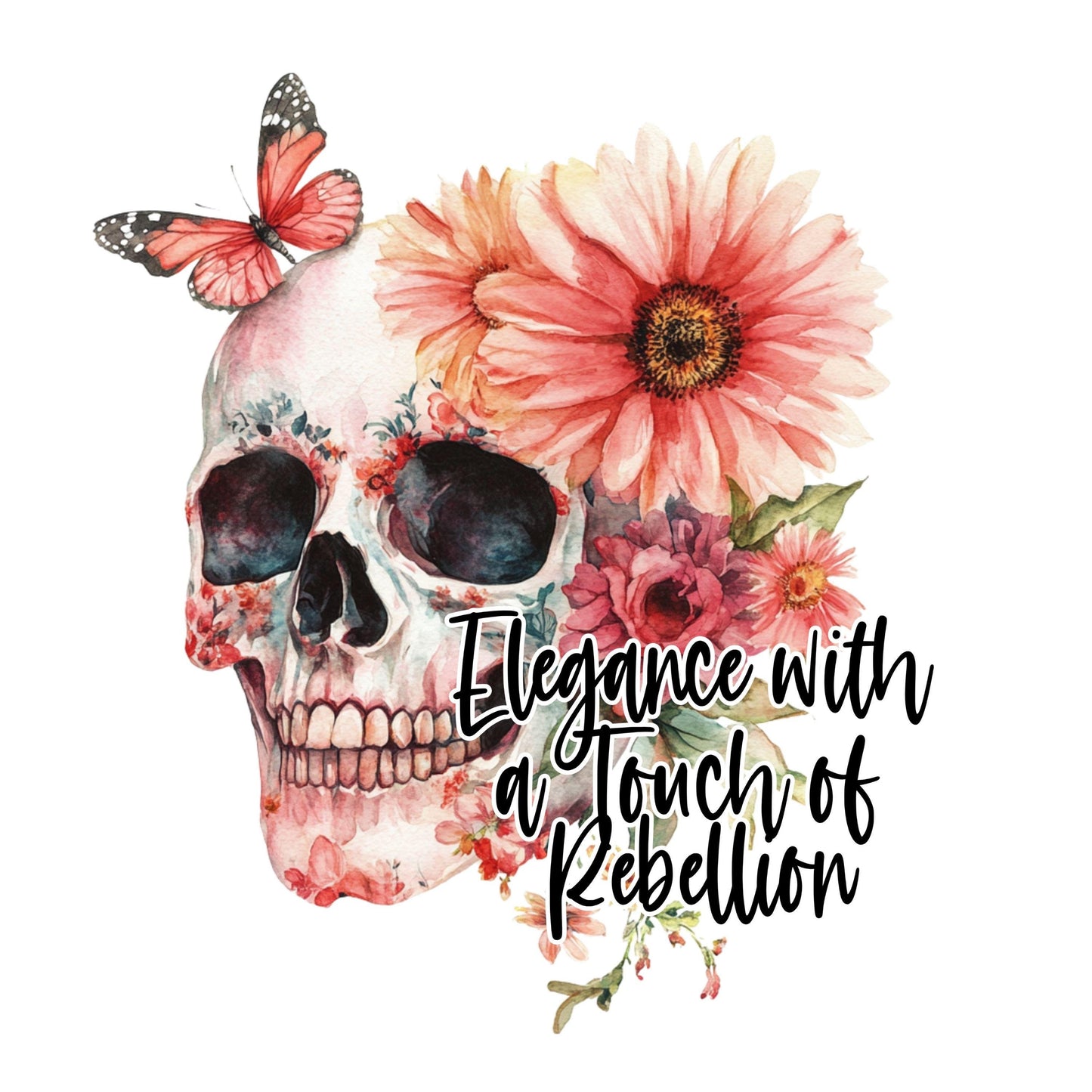 UV DTF Sticker print. Elegance Skull with a touch of rebellion skull decal, tumbler decal, permanent sticker. #4423