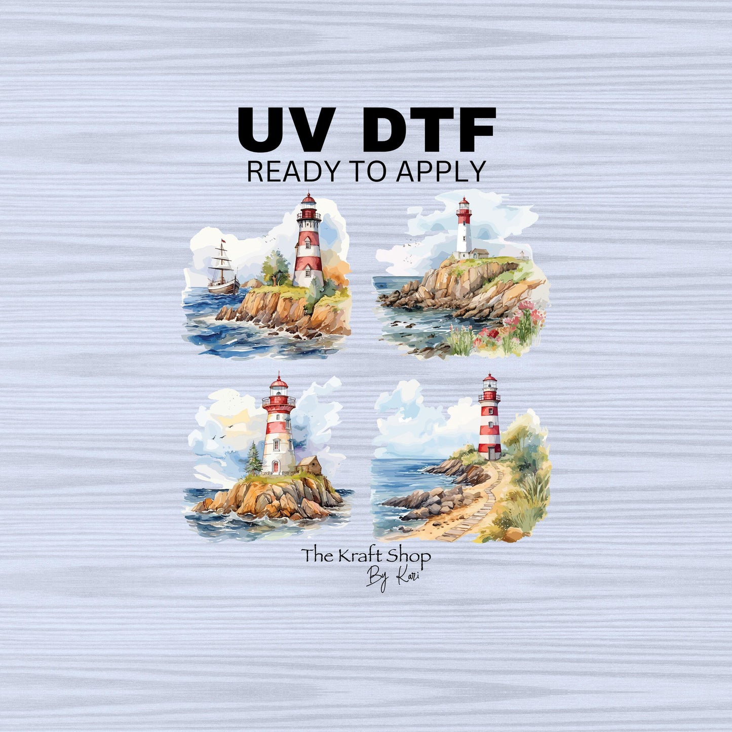 UV DTF Sticker print. Lighthouses nautical bundle of decals, tumbler decal. #10214