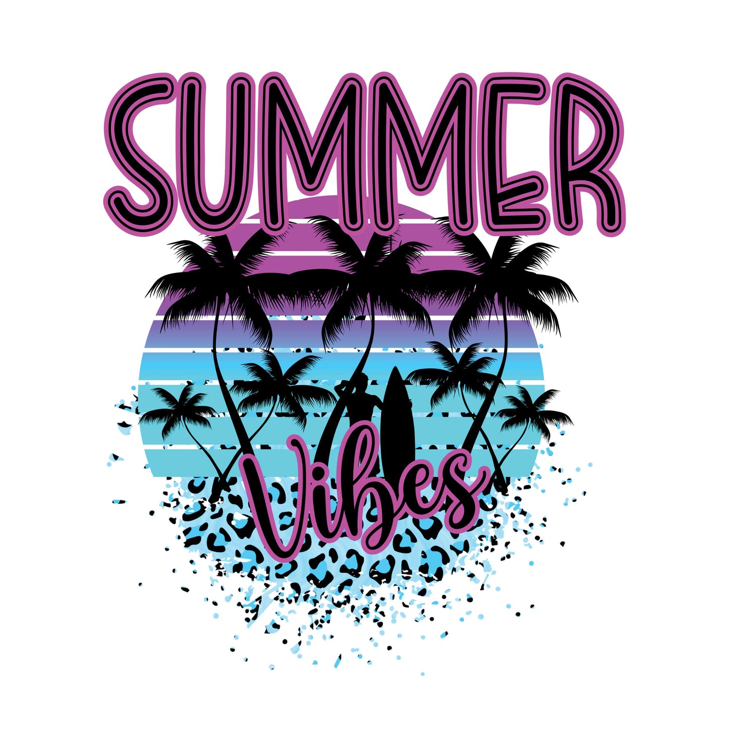 UV DTF Sticker print. Summer vibes cheetah with or without a palm tree decal, tumbler decal, permanent sticker. #4425