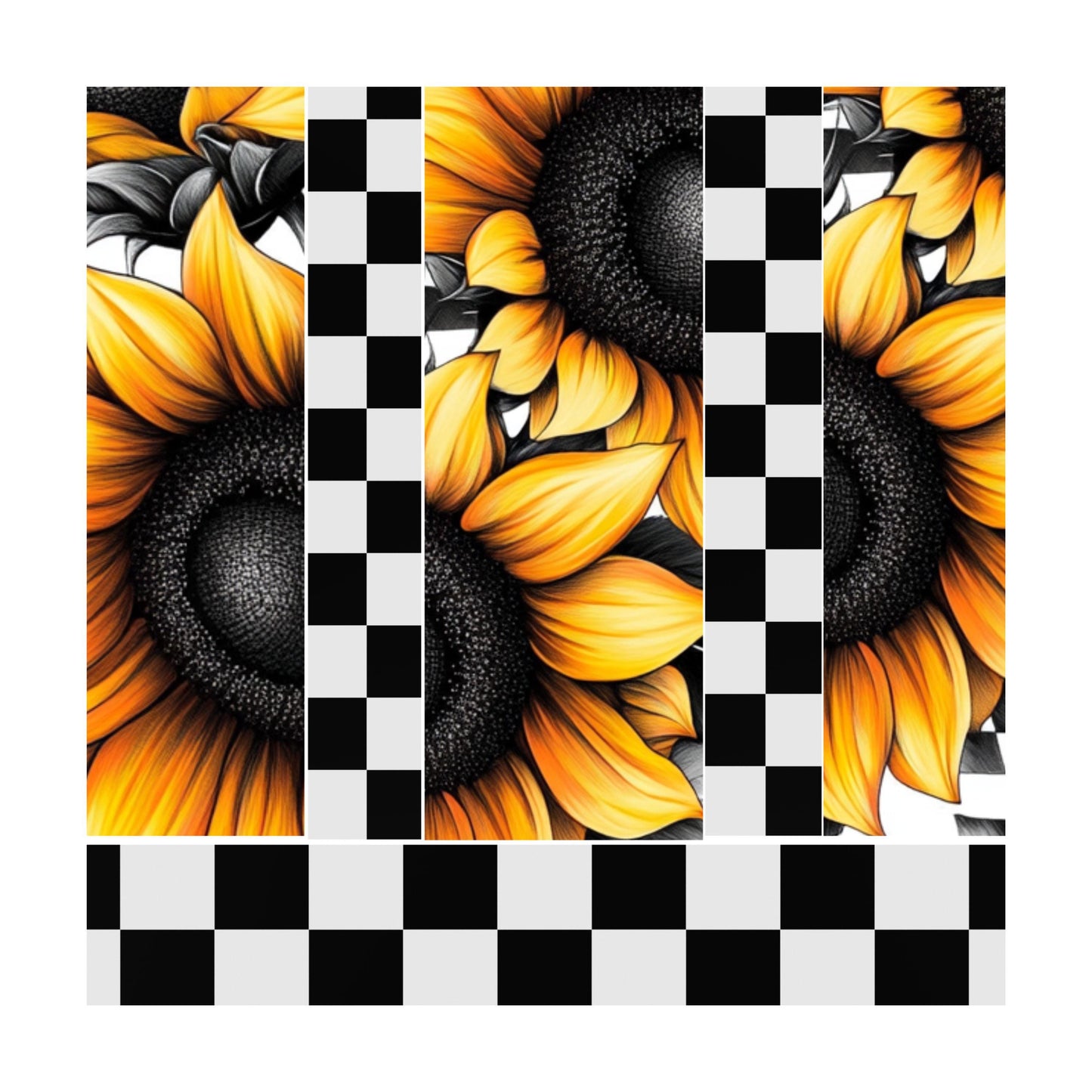 UV DTF Sticker prints. Sunflower checkered bands element sheet bundle decal, permanent sticker. UV wrap for glass can tumbler. #10217