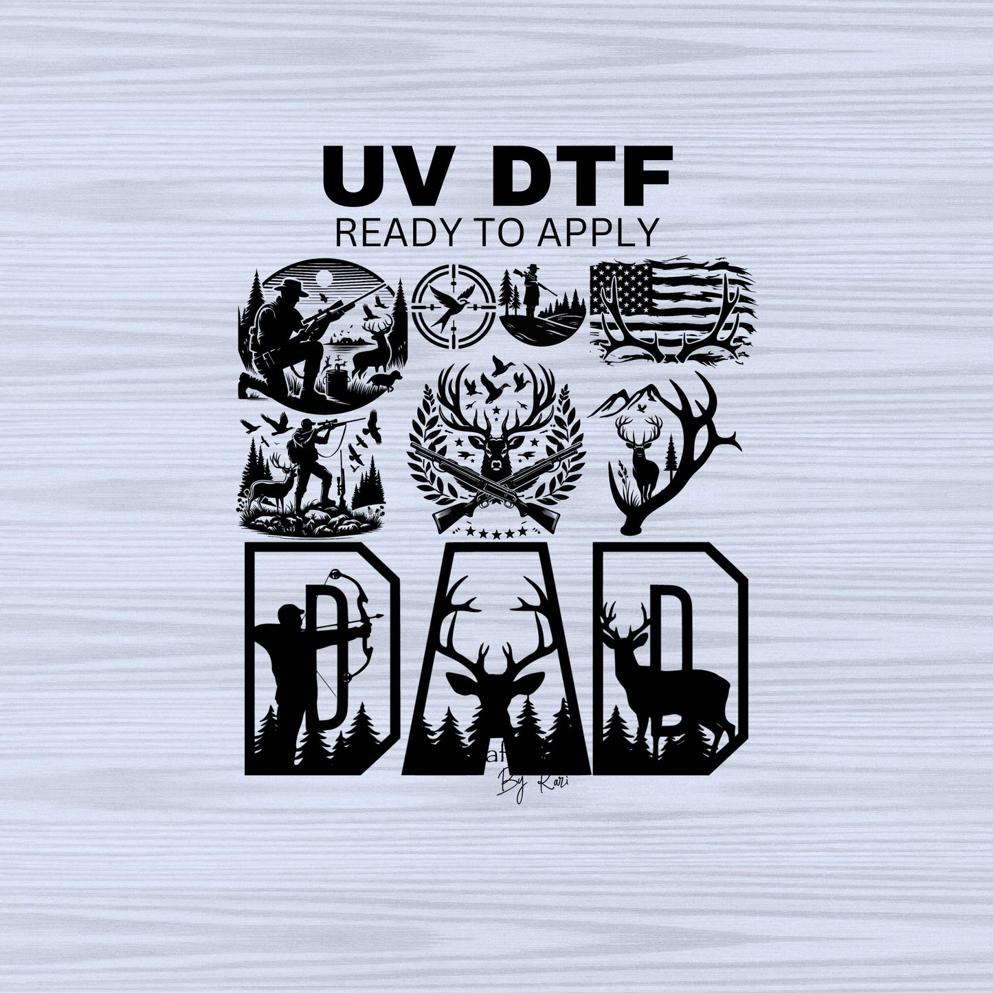 UV DTF Sticker prints. Dad Hunting Deer American flag element sheet decal, permanent sticker.#10180