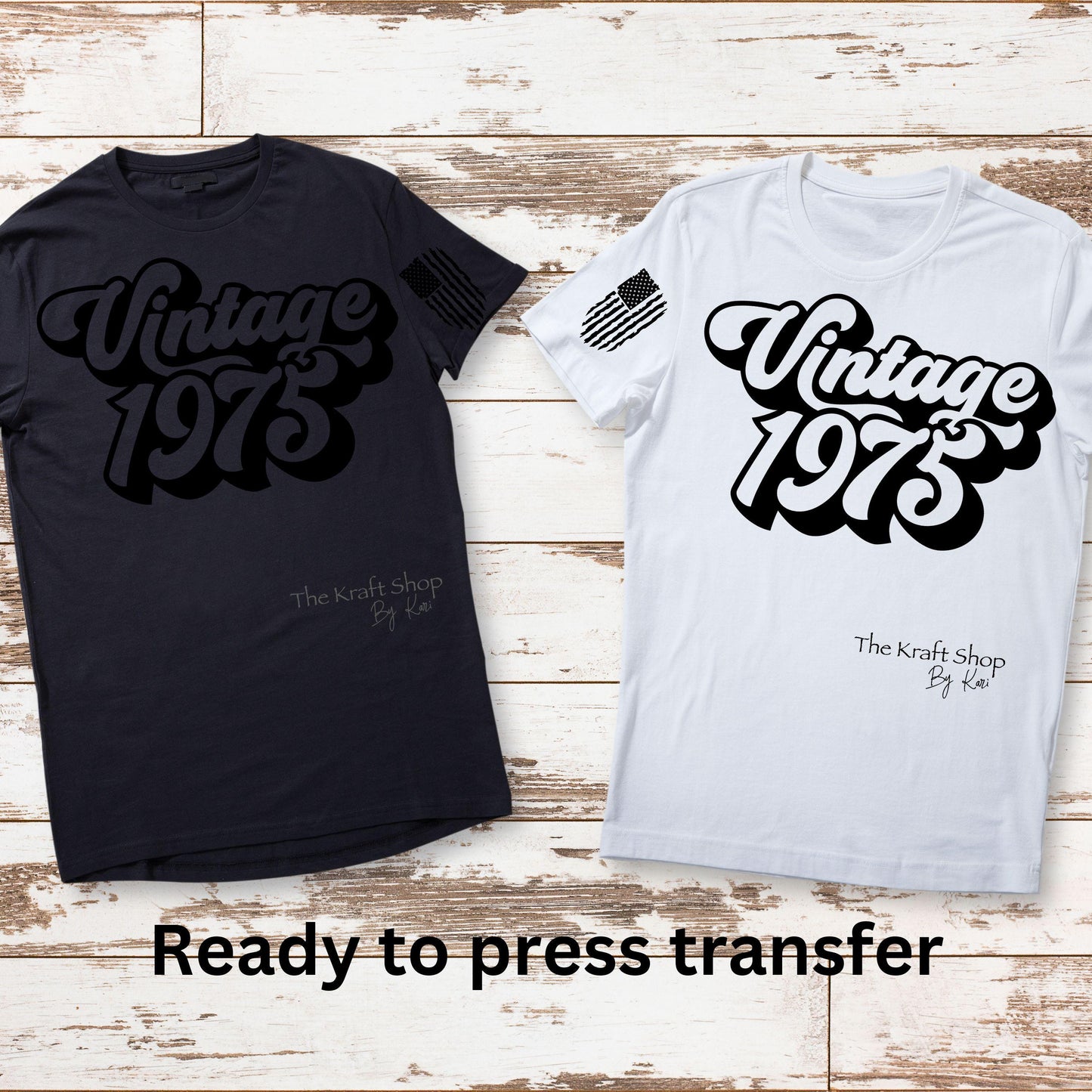 DTF ready to press transfer. Vintage 1975 welcome to the 50 club image, Direct to film heat press transfer. DTF Print #11364