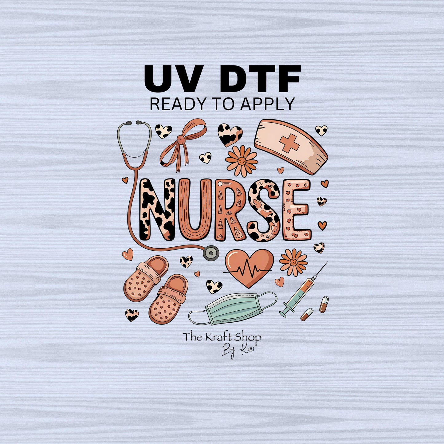 UV DTF Sticker print. Cow print Nurse element wrap with retro colors decal, tumbler decal, permanent sticker. #4434