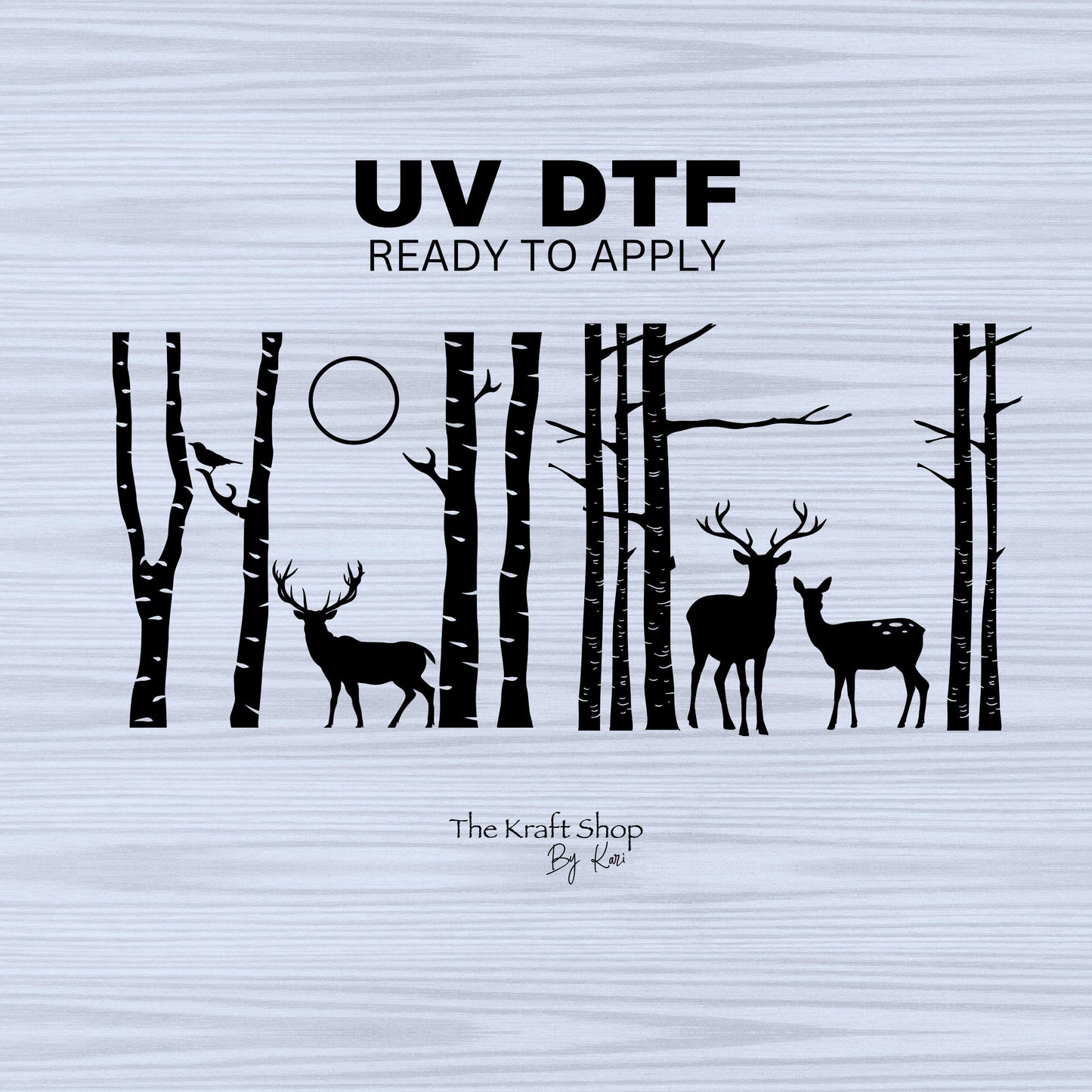UV DTF Sticker print. Deer and birch wrap woods and deer helper tumbler decal. #5275