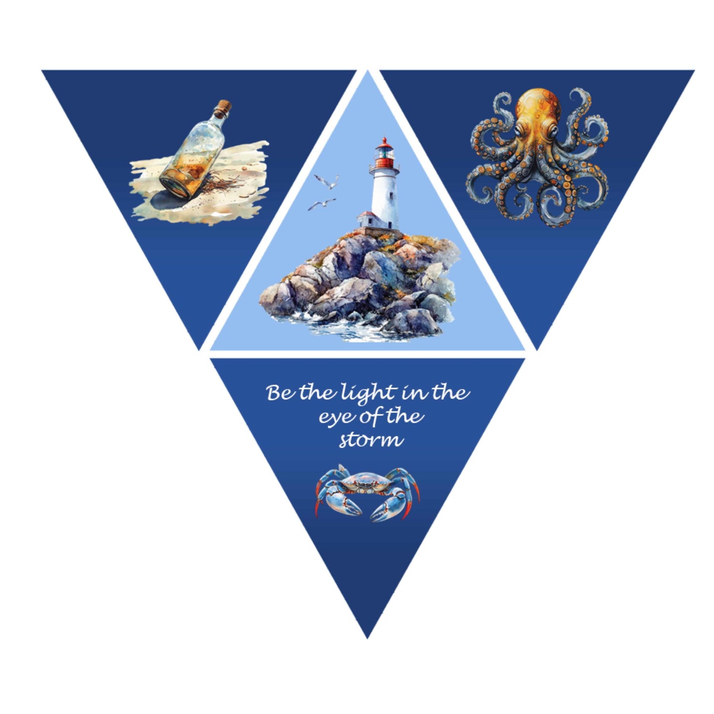 UV DTF Sticker print. Triangle Lighthouse nautical V split helper decal, Be the light in the eye of the storm tumbler decal. #5263