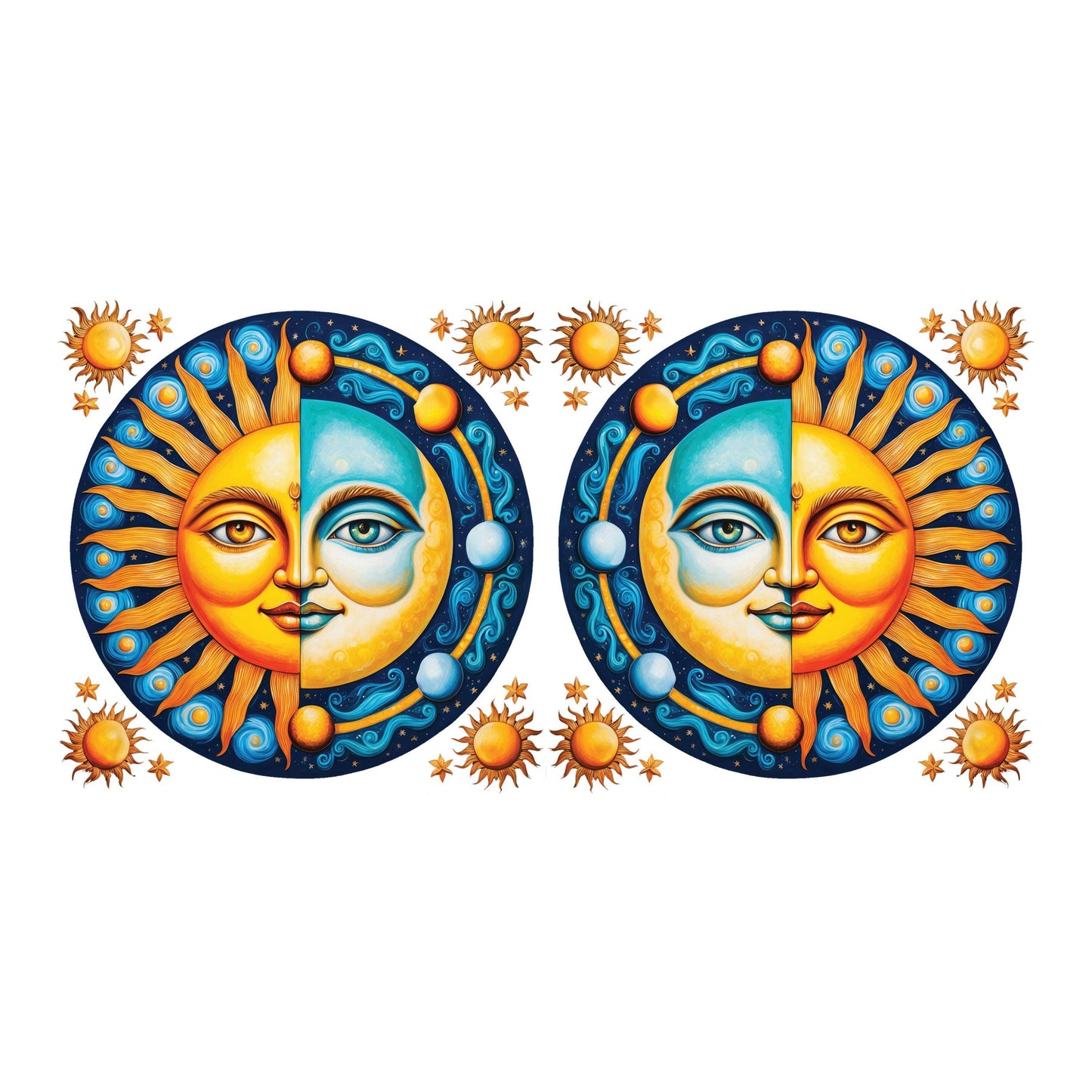 UV DTF Sticker print. Sun and moon can wrap decal, tumbler decal,UV wrap for glass can tumbler#5278