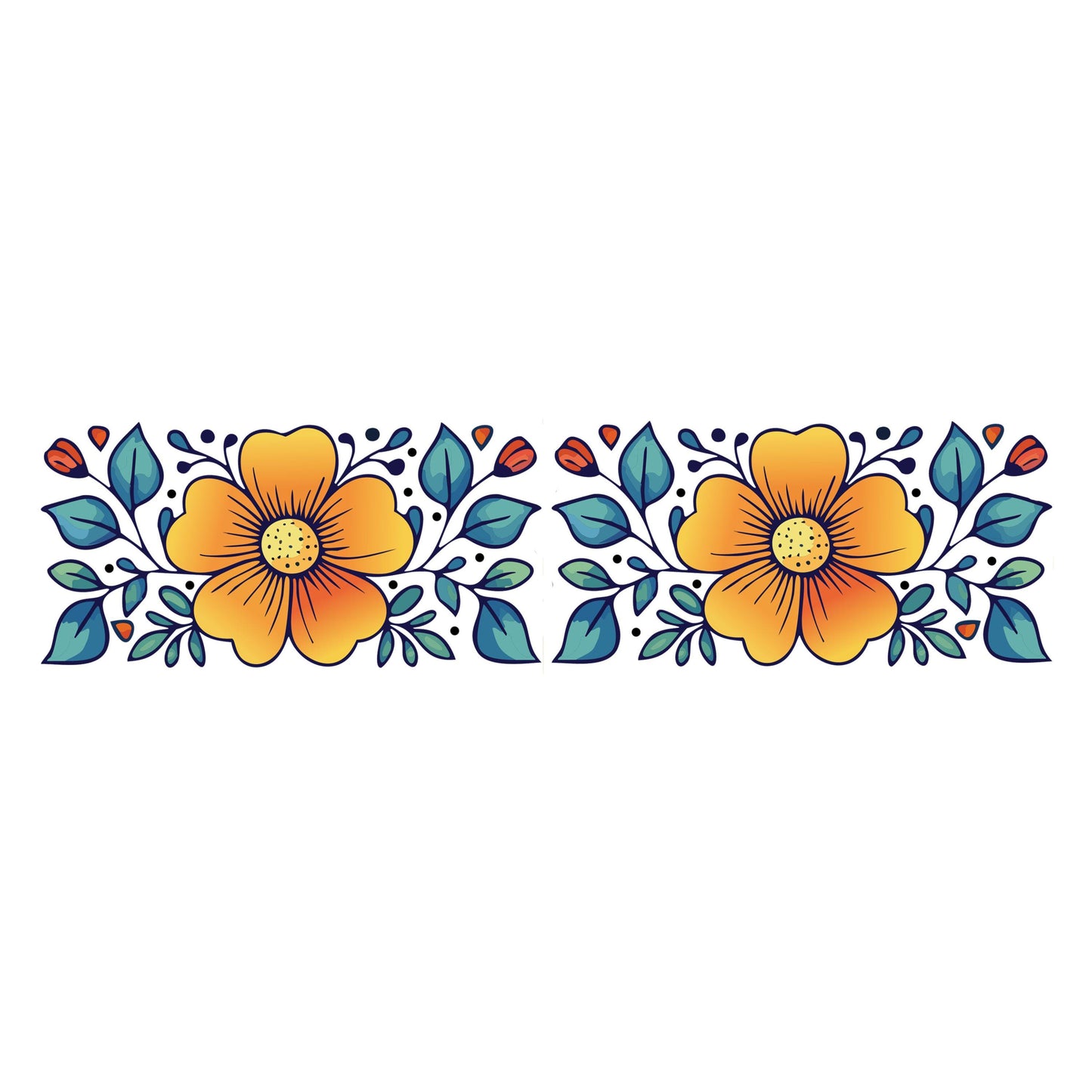 UV DTF Sticker print. Boho flower can wrap yellow blue and red colors decal, tumbler decal,UV wrap for glass can tumbler#5281