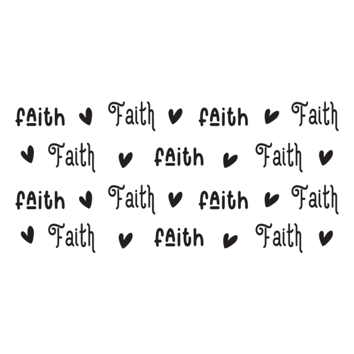 UV DTF Sticker print. Faith can wrap with hearts all black wrap decal, tumbler decal,UV wrap for glass can tumbler#5284