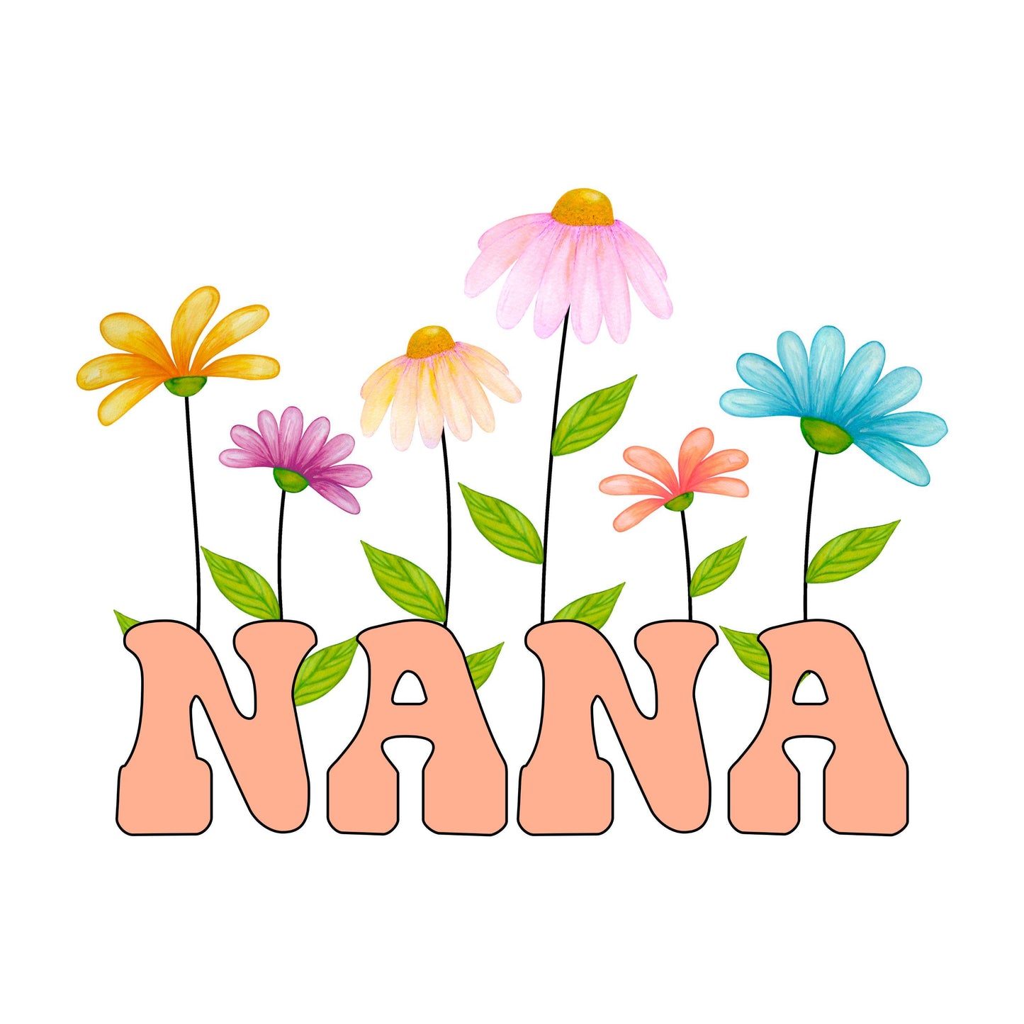 UV DTF Sticker print. Nana wildflower wrap decal, tumbler decal, permanent sticker. Uv wrap for glass can tumbler. #4413