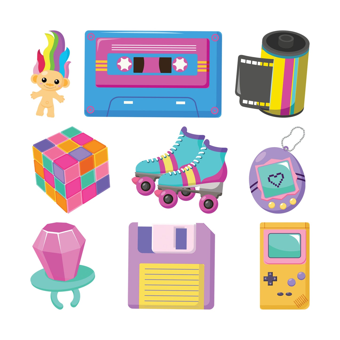 UV DTF Sticker print. Nostalgic element 90's with retro colors decal, tumbler decal, permanent sticker. #10237