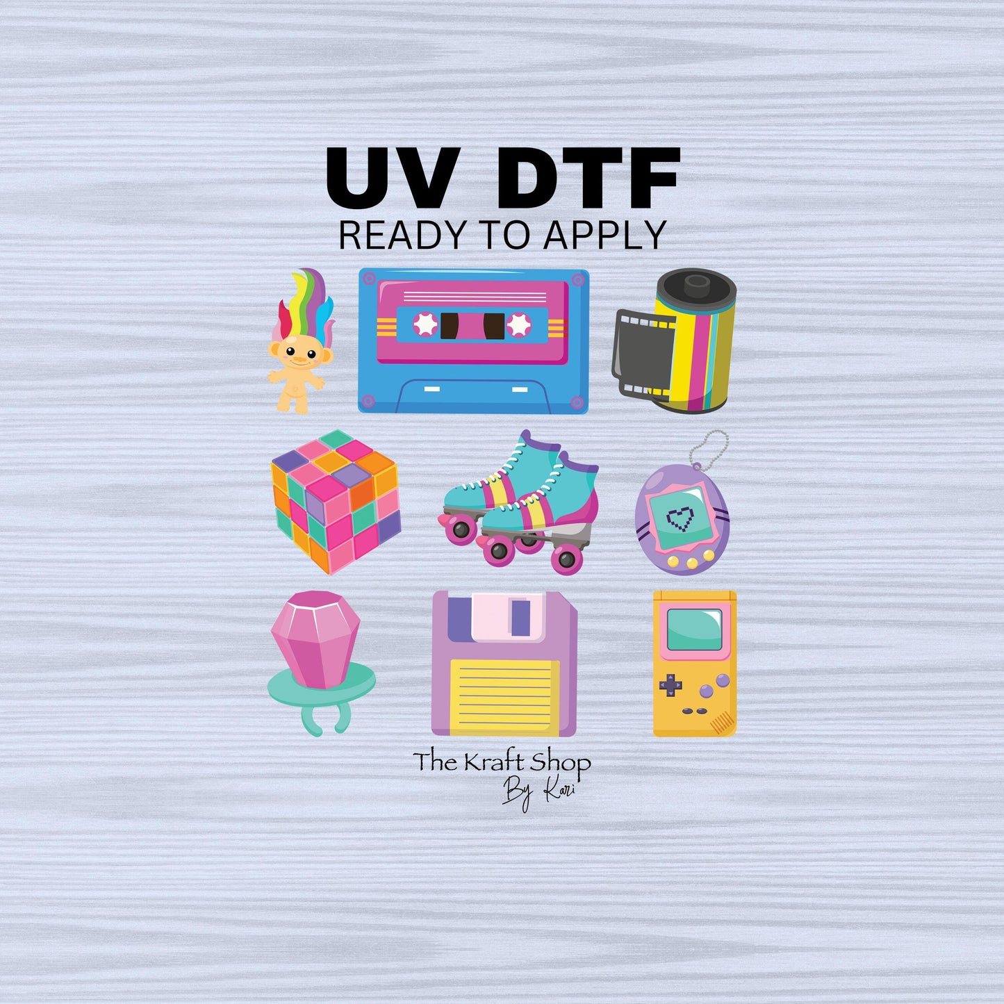 UV DTF Sticker print. Nostalgic element 90's with retro colors decal, tumbler decal, permanent sticker. #10237