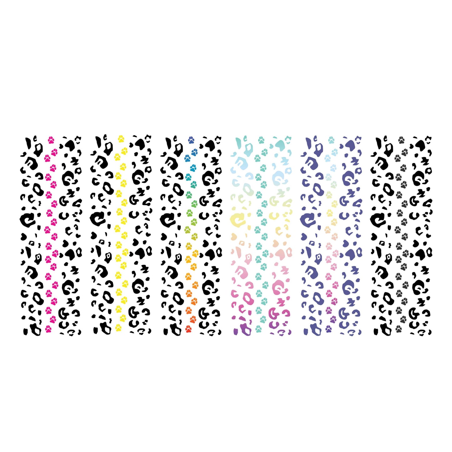 UV DTF Pen Wrap Ready To Apply Cheetah paw print Bundle of 6 Uv Dtf Pen wraps with transparent background. #8027