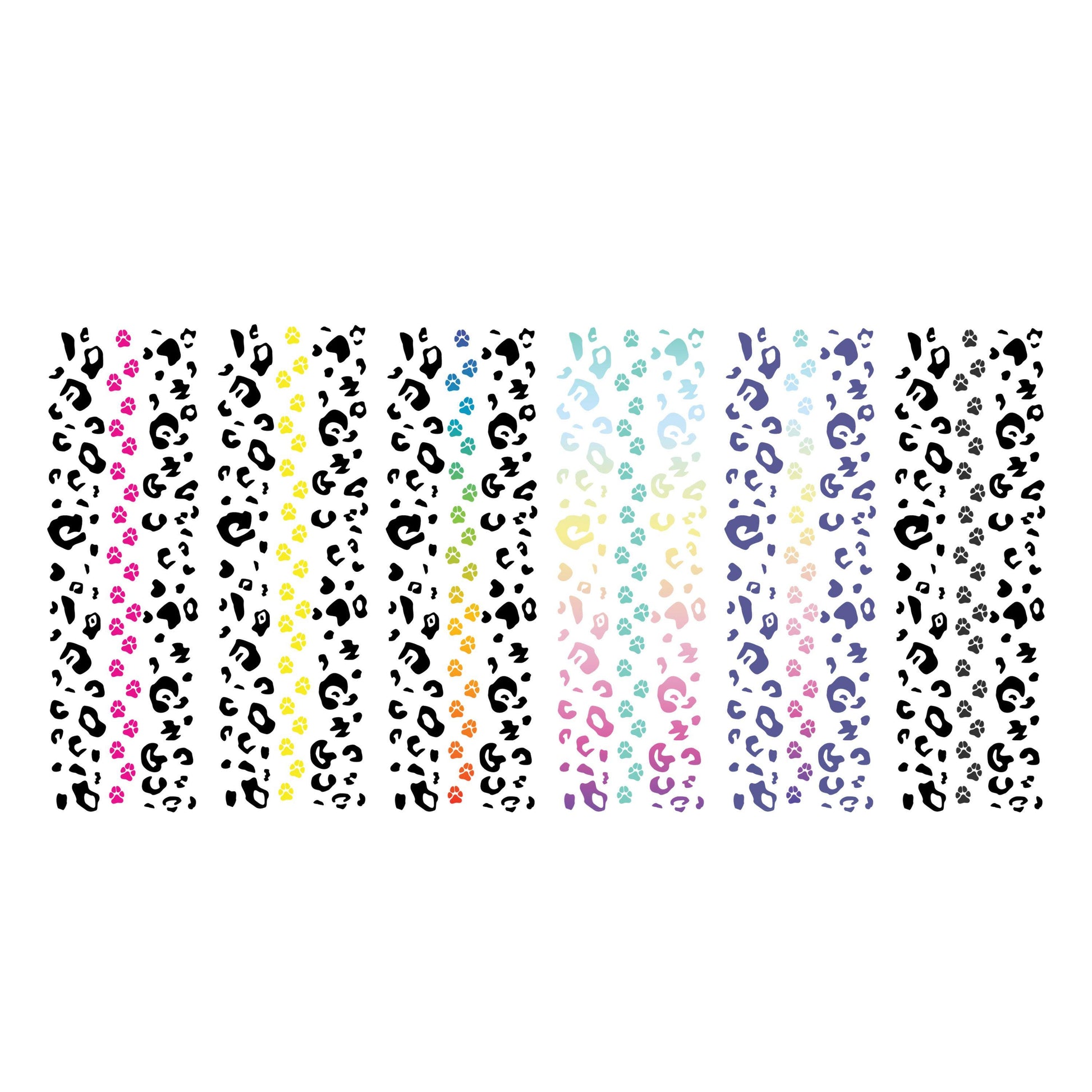 UV DTF Pen Wrap Ready To Apply Cheetah paw print Bundle of 6 Uv Dtf Pen wraps with transparent background. #8027