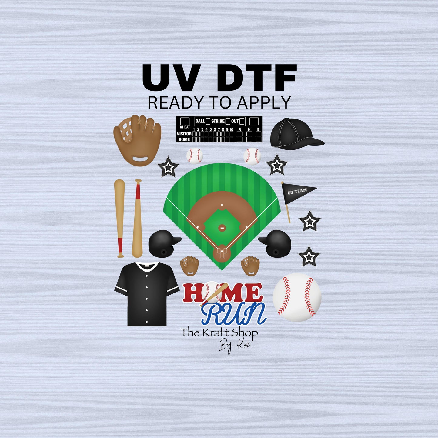 UV DTF Sticker print. Baseball element sheet of decals, customize the colors tumbler decal, permanent sticker. #10238