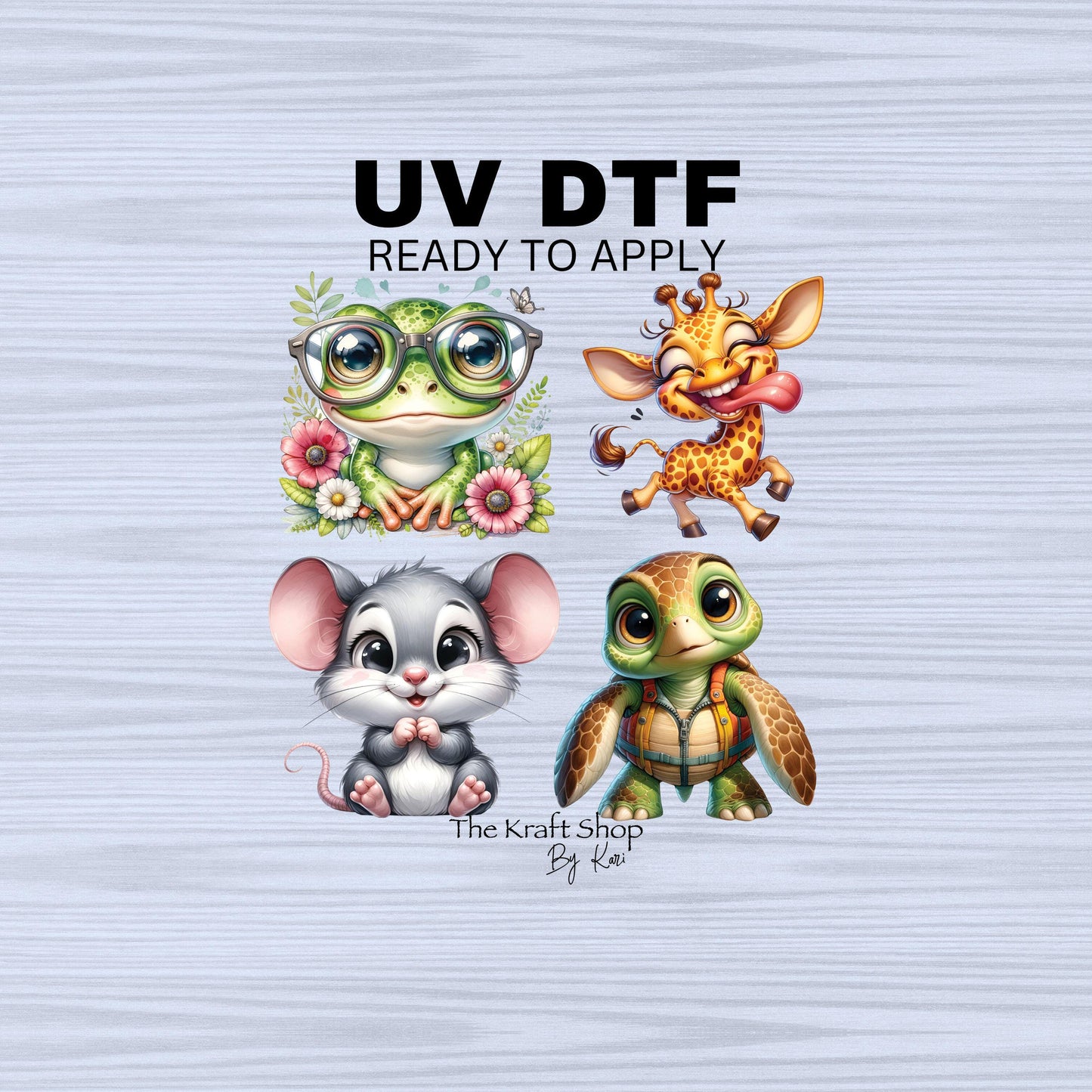 UV DTF Sticker prints. Cute baby animals bundle of (4) decals, permanent sticker. UV wrap for glass can tumbler. #1062