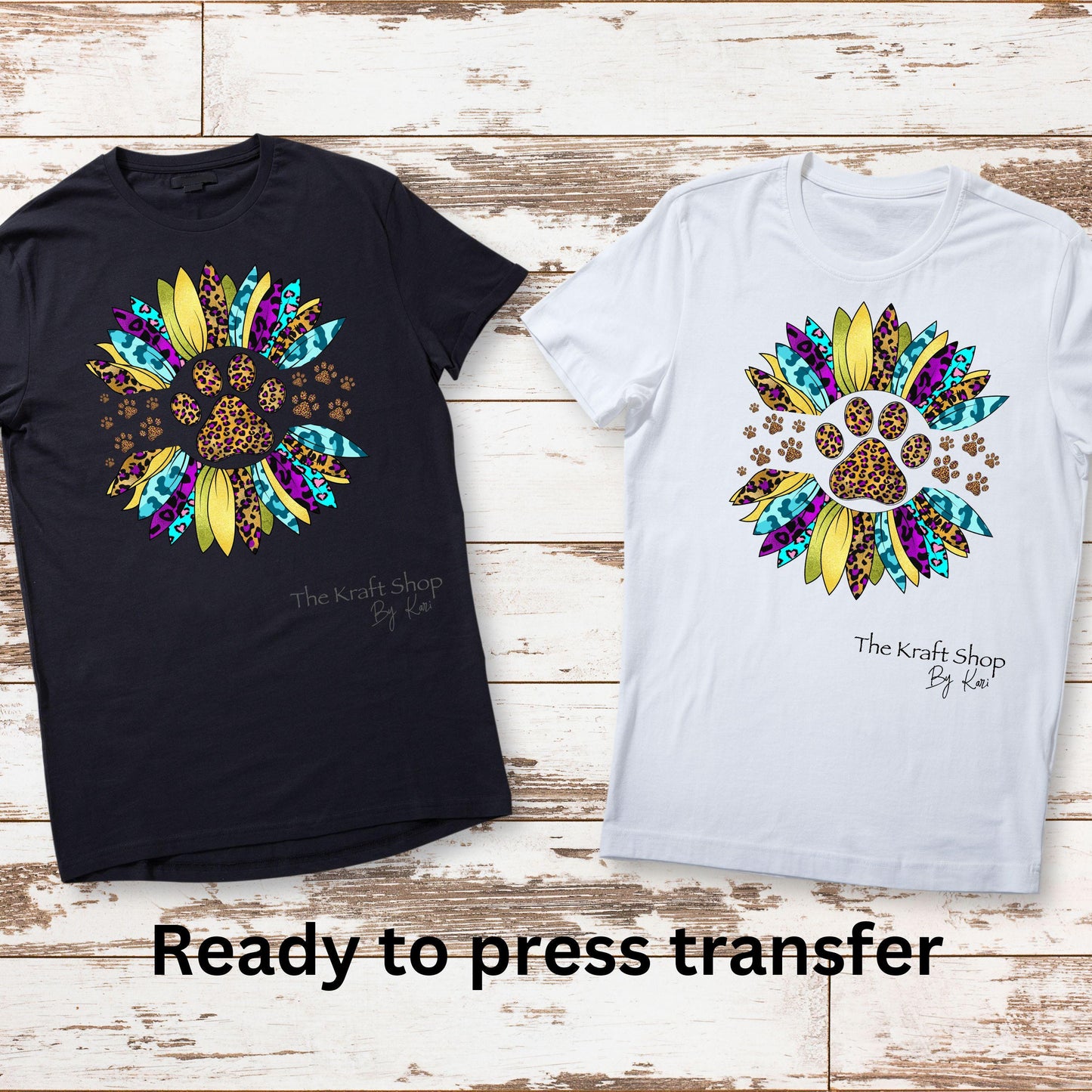 DTF ready to press transfer. Western dog sunflower with cheetah pattern letters shirt, Direct to film heat press DTF Print#11393