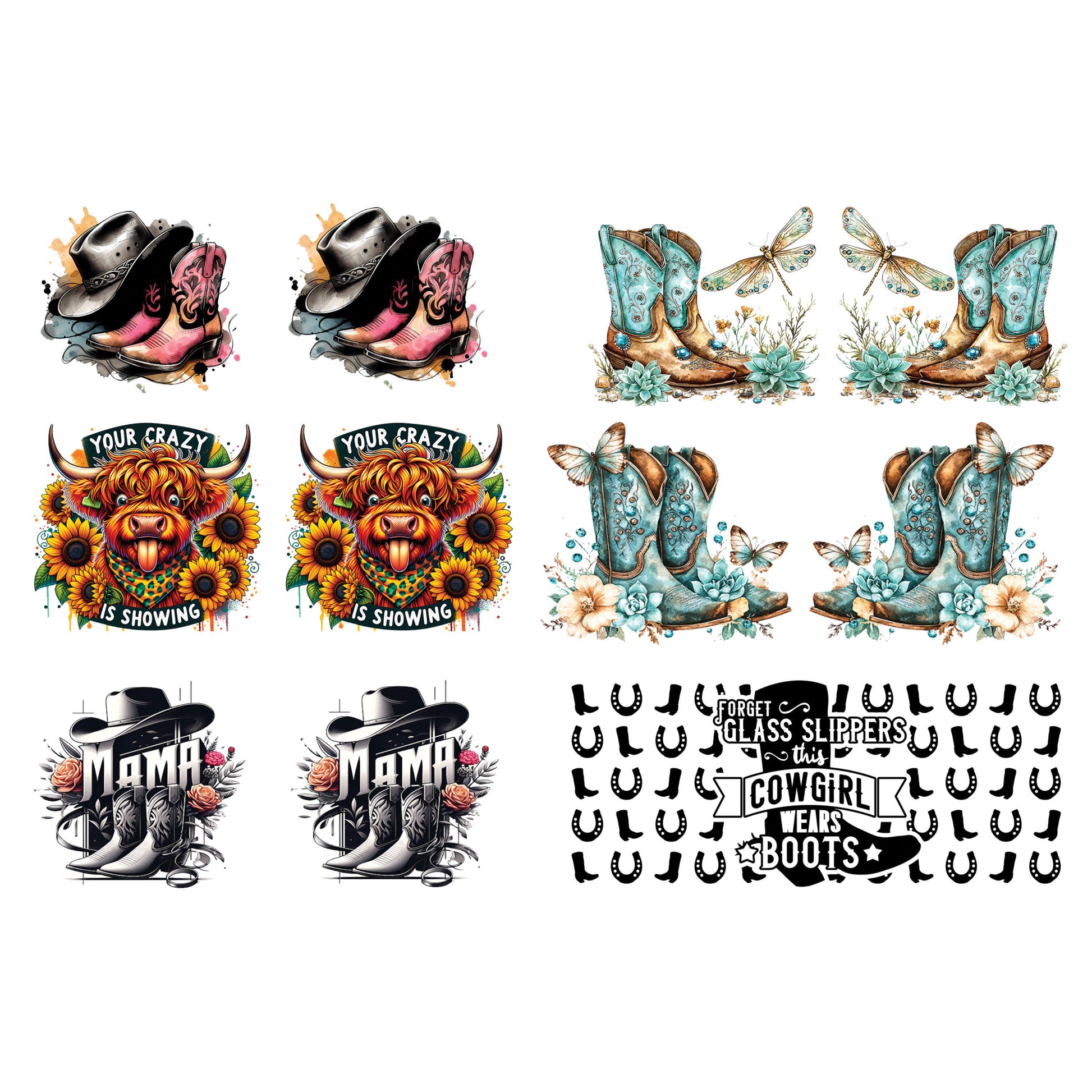 UV dtf Sticker print Western keychain mini wraps for mini tumbler keychains, sticker. Uv wrap for chapstick holders #10188