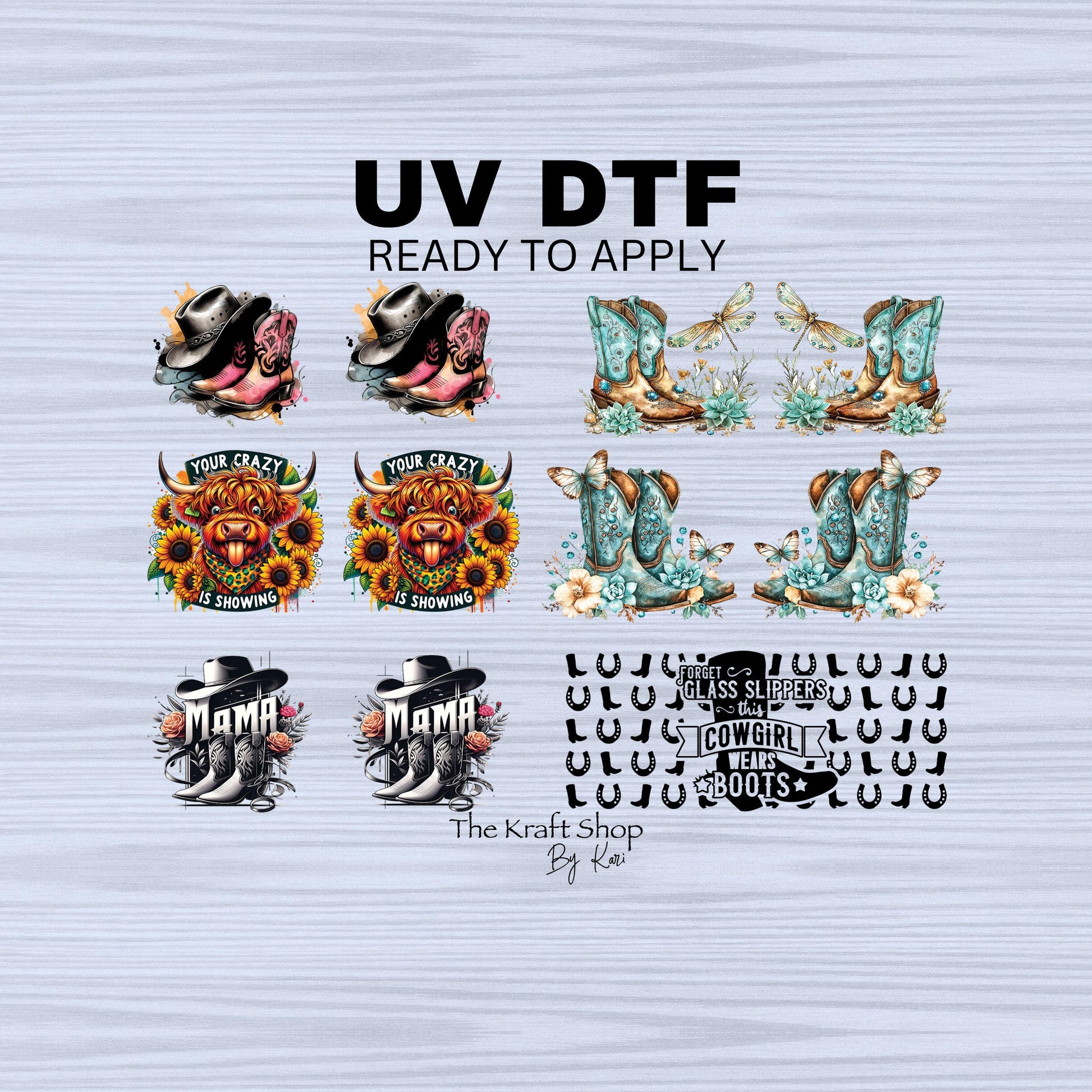 UV dtf Sticker print Western keychain mini wraps for mini tumbler keychains, sticker. Uv wrap for chapstick holders #10188